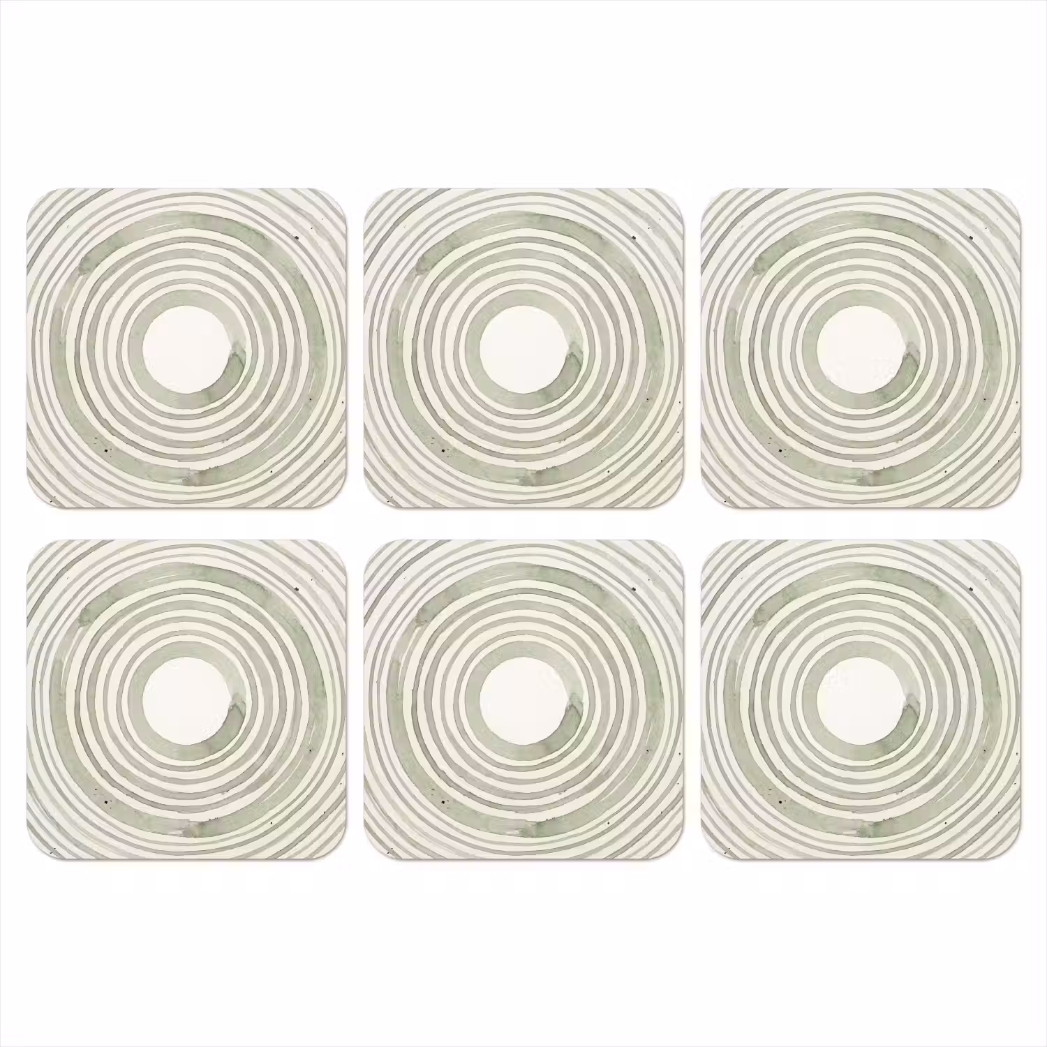 Abstractie - Cirkels - Waterverf - Groen - Modern onderzetter kurk middel -3d