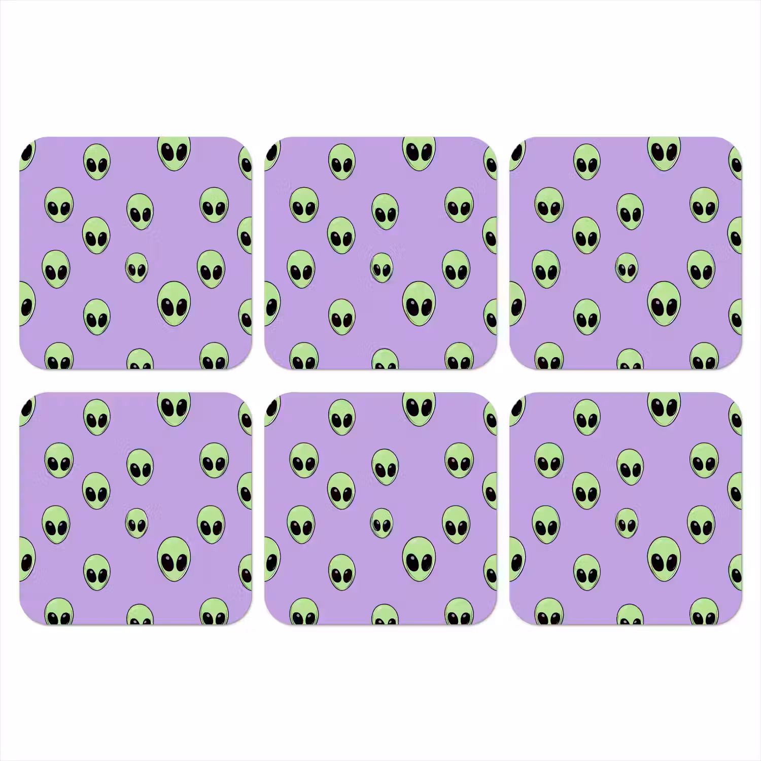 Alien - Retro - Lila onderzetter kurk middel 366 -3d