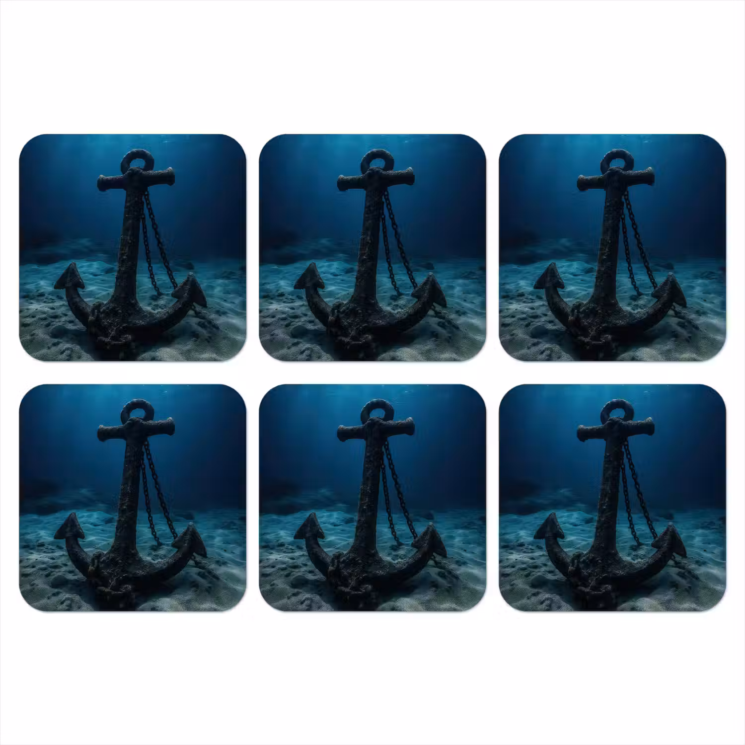 Anker - Ijzer - Zeebodem - Zand onderzetter kurk middel -3d