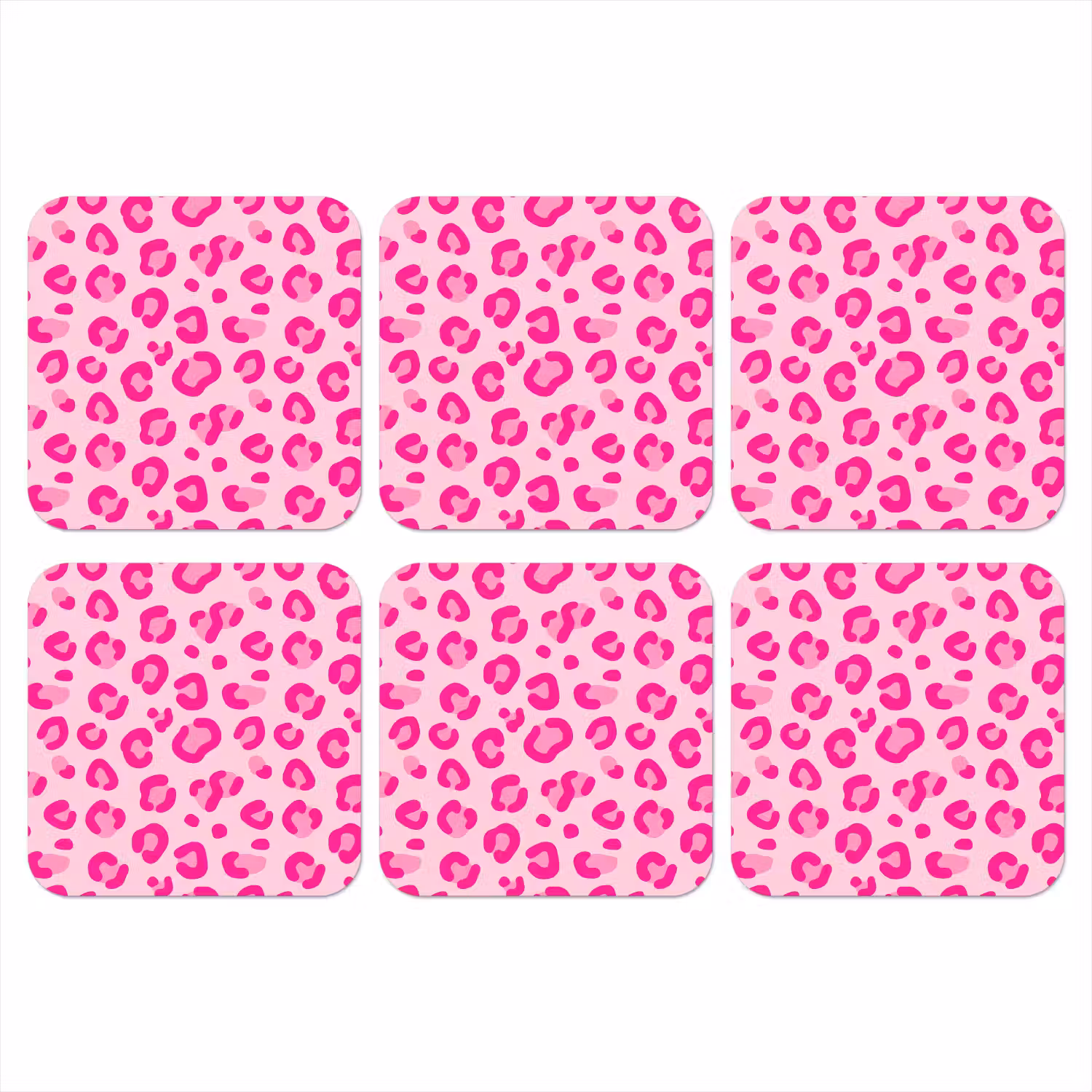 Dierenprint - Patroon - Abstract - Modern - Roze onderzetter kurk middel -3d