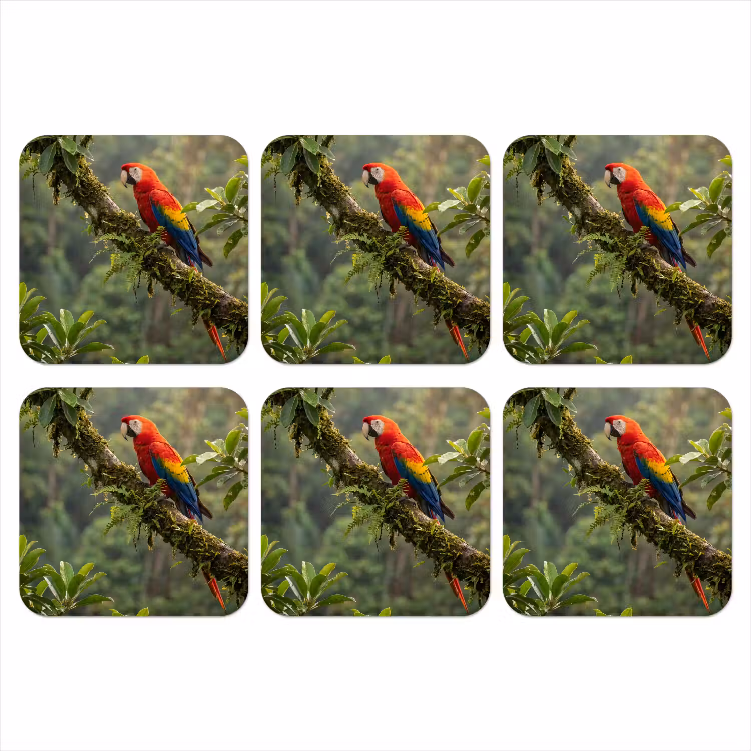 Ara - Jungle - Rood onderzetter kurk middel -3d