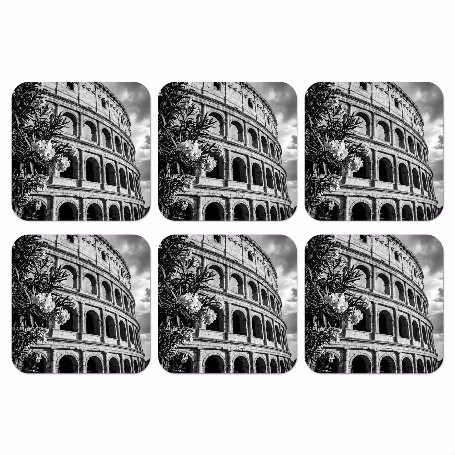 Architectuur - Colosseum - Rome - Historisch - Zwart-wit onderzetter kurk middel -3d
