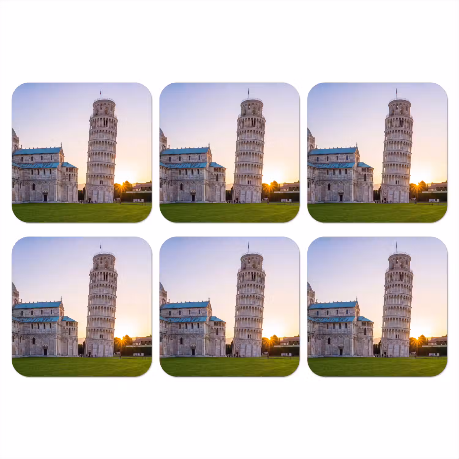 Architectuur - Toren - Pisa - Italië - Zonsondergang onderzetter kurk middel -3d