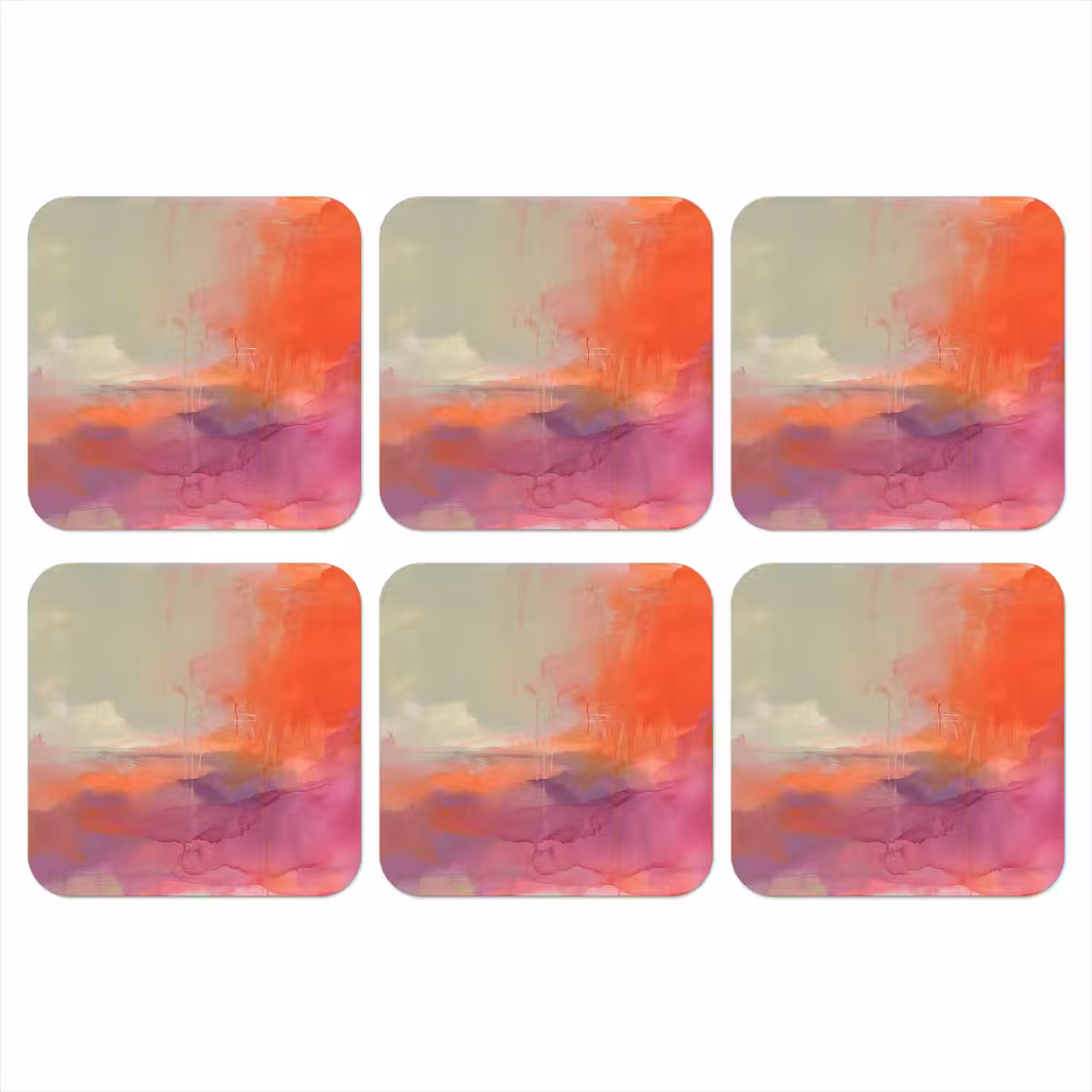 Kunst - Vloeiend - Overgangen - Oranje onderzetter kurk middel -3d