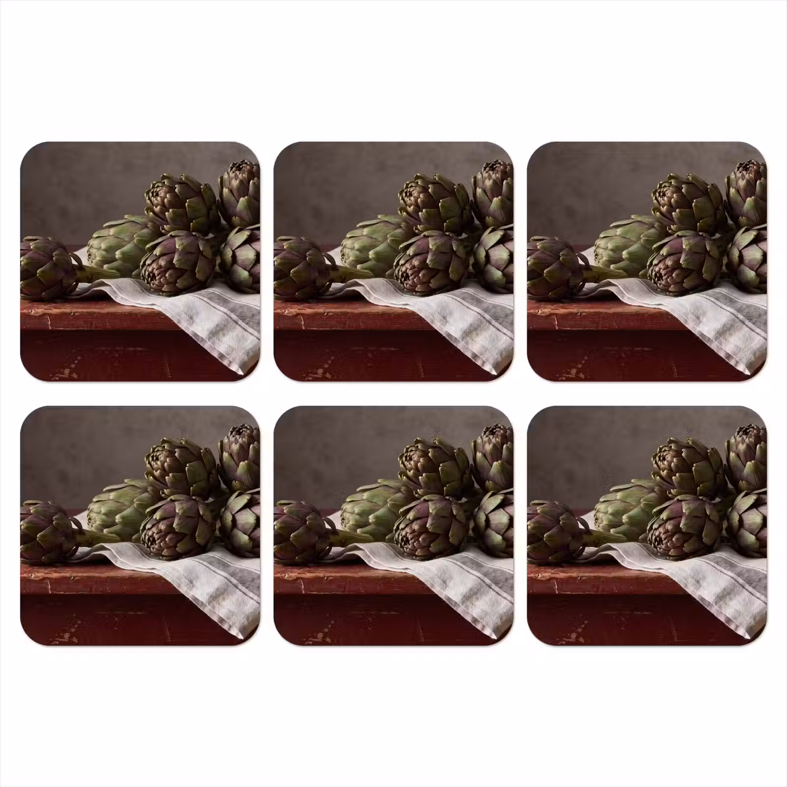 Coaster - Artichoke - Food - Rustic - Artisjok - Eten - Rustiek onderzetter kurk middel