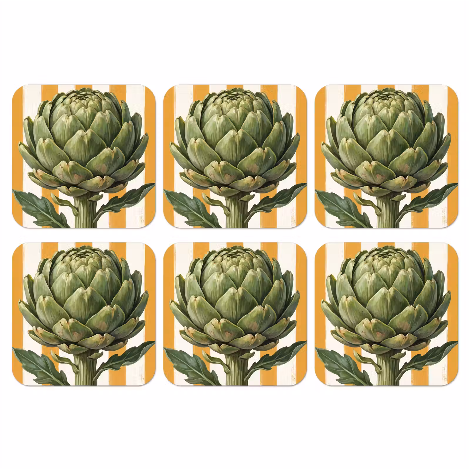 Coaster - Artichoke - Modern - Vegetable - Artisjok - Modern - Groente onderzetter kurk middel