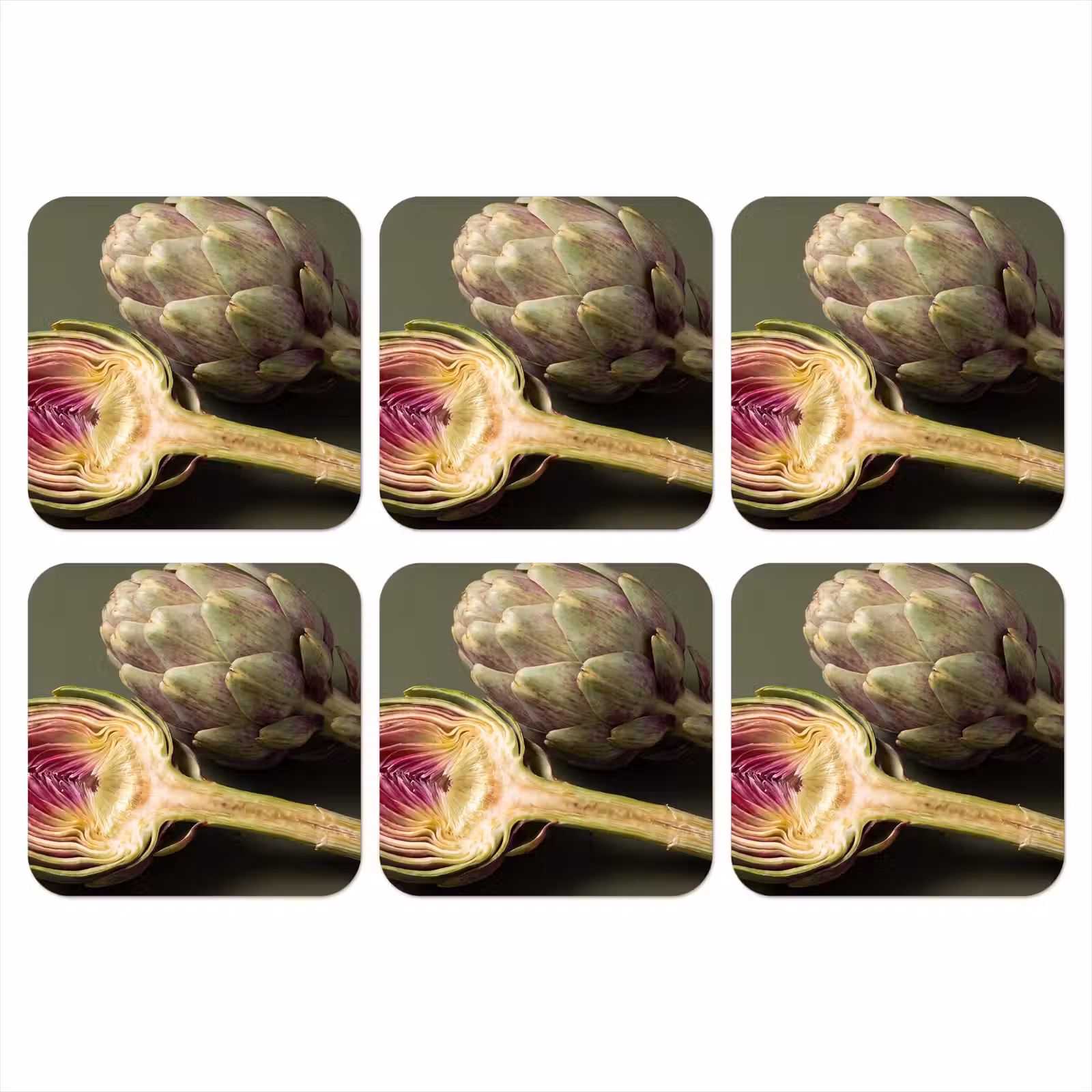 Coaster - Artichoke - Purple - Food - Artisjok - Paars - Voedsel onderzetter kurk middel