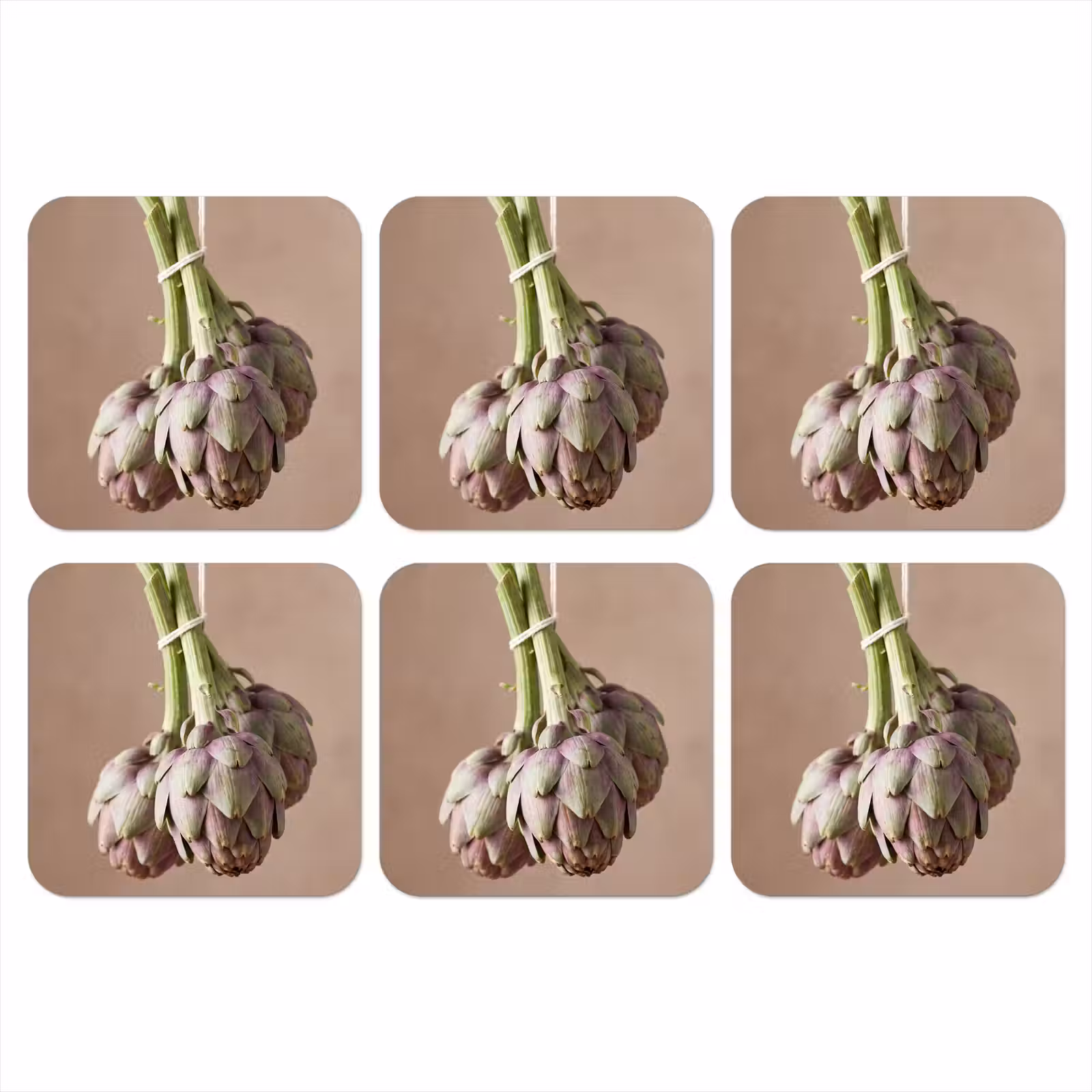 Coaster - Artichokes - Hanging - Vegetables - Artisjokken - Hangend - Groenten onderzetter kurk middel