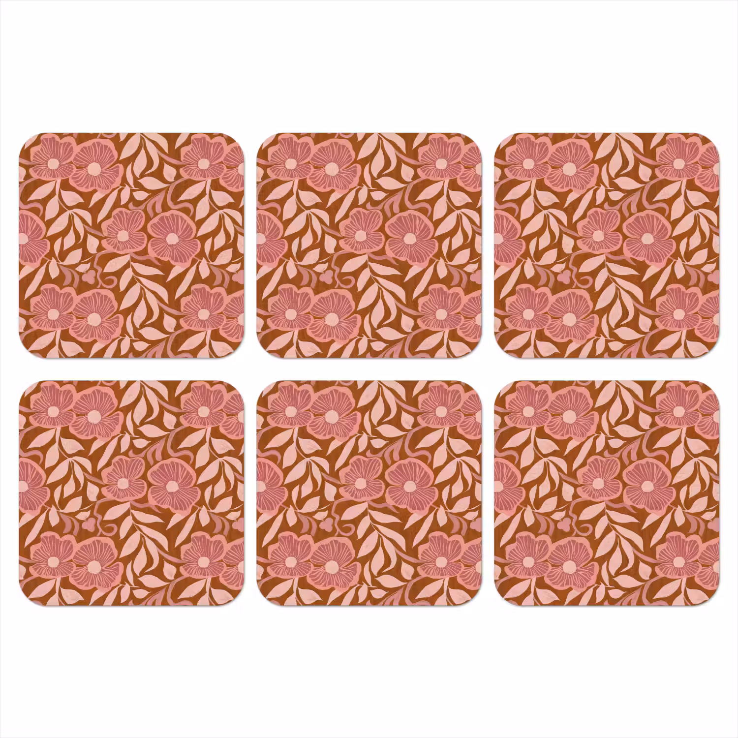 Sfeer - Bloemen - Roze onderzetter kurk middel 366 -3d