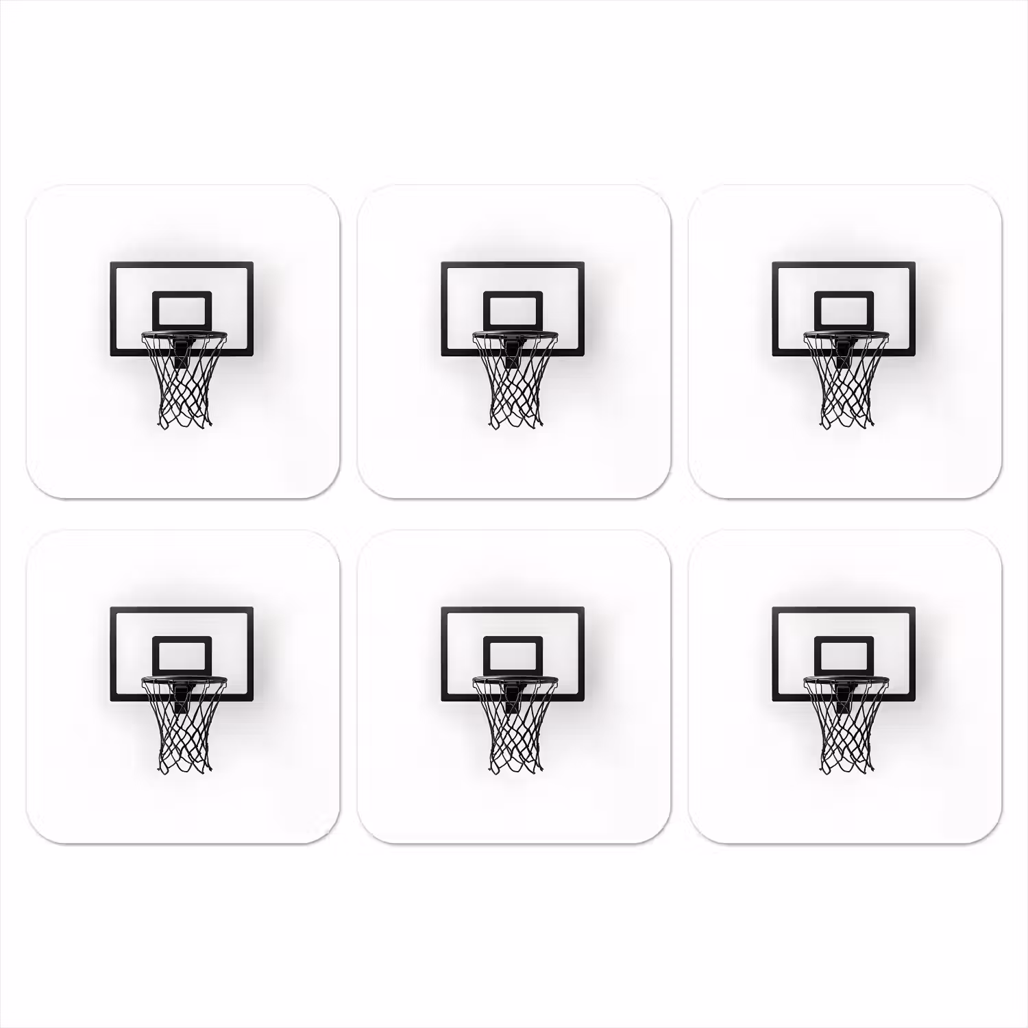 Basketbalbord - Minimalistisch - Zwart onderzetter kurk middel -3d