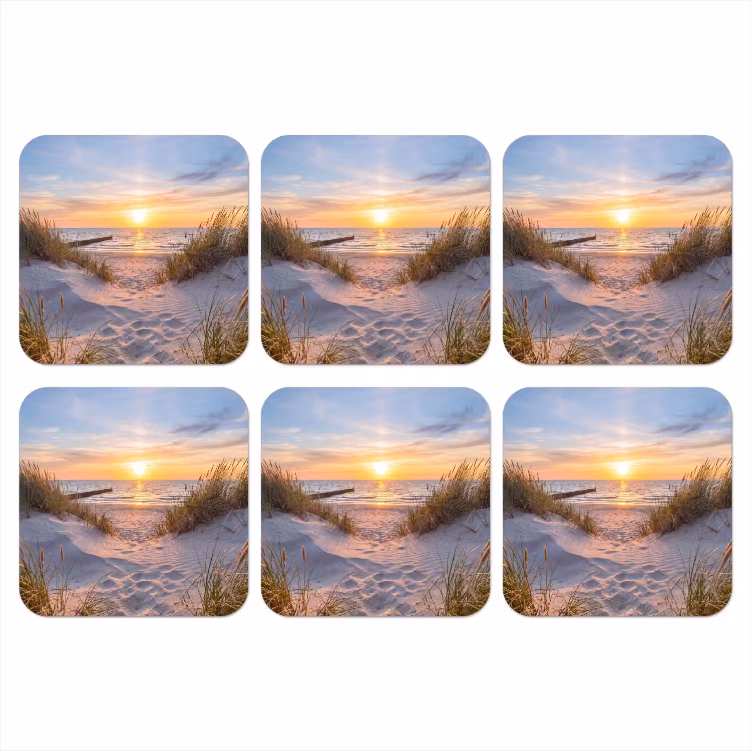 Strand - Zonsondergang - Natuur - Landschap onderzetter kurk middel -3d