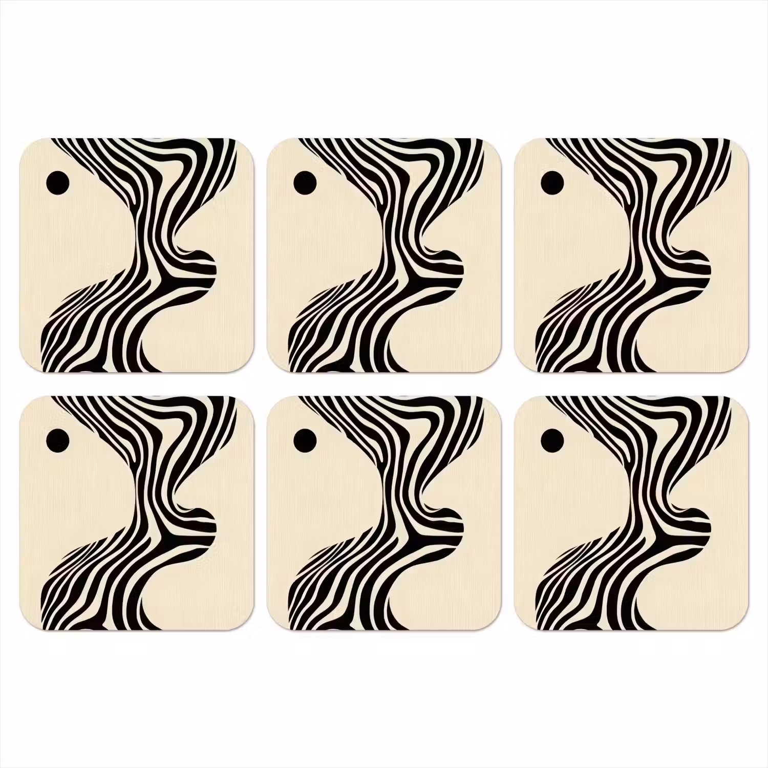 Beige - Lijnen - Golvend - Abstract onderzetter kurk middel -3d