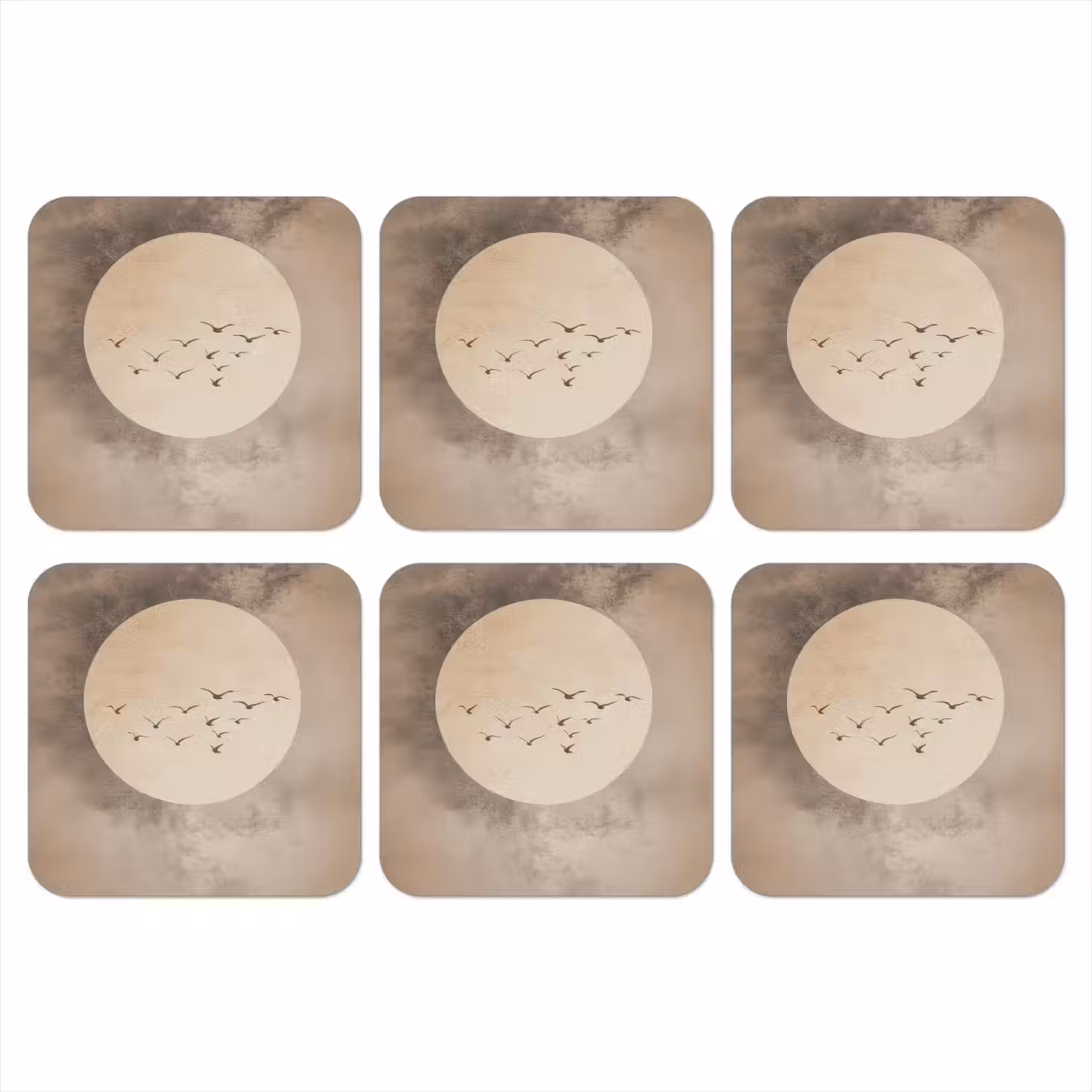Vogel - Beige - Japandi onderzetter kurk middel -3d