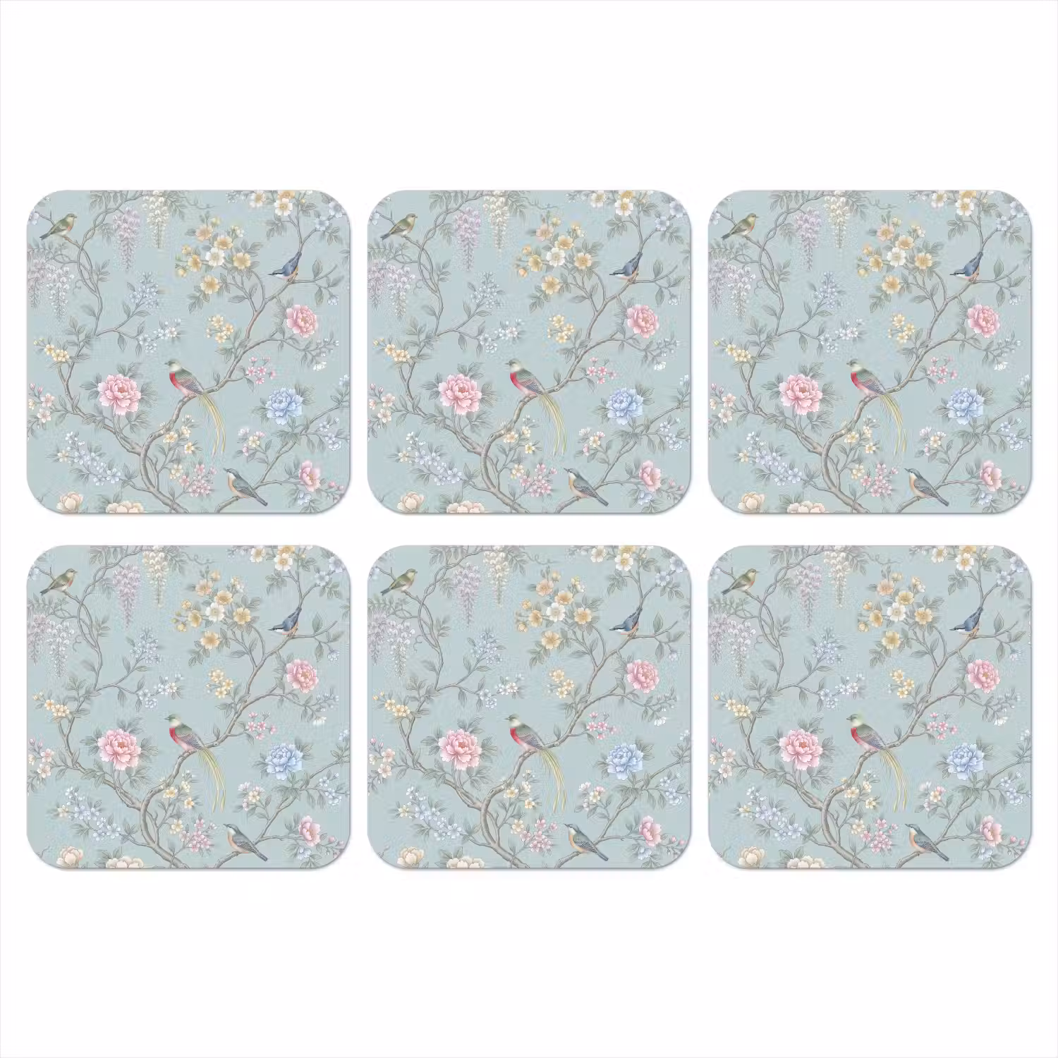 Vogel - Bloemen - Kleurrijk onderzetter kurk middel -3d