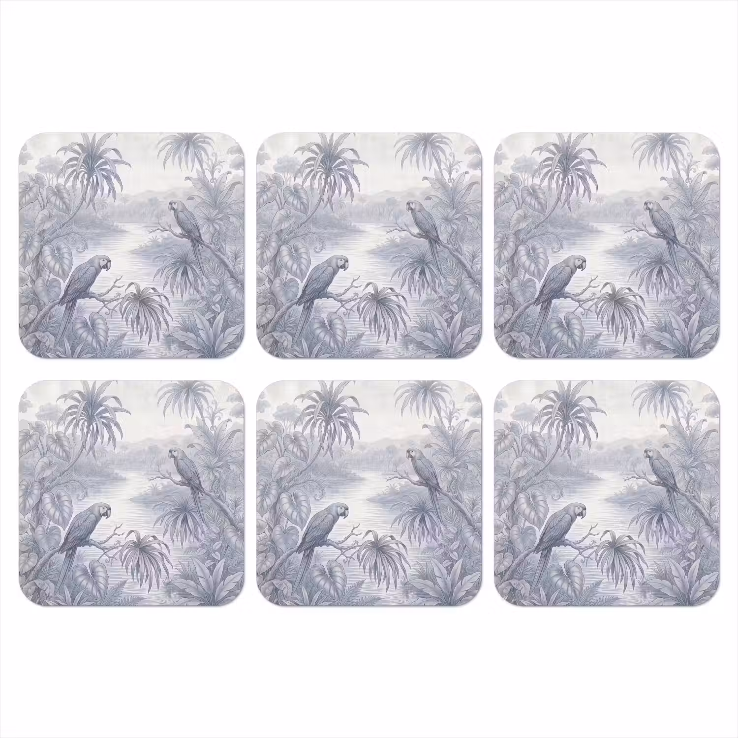 Vogel - Rivier - Tropisch - Illustratie - Blauw onderzetter kurk middel -3d