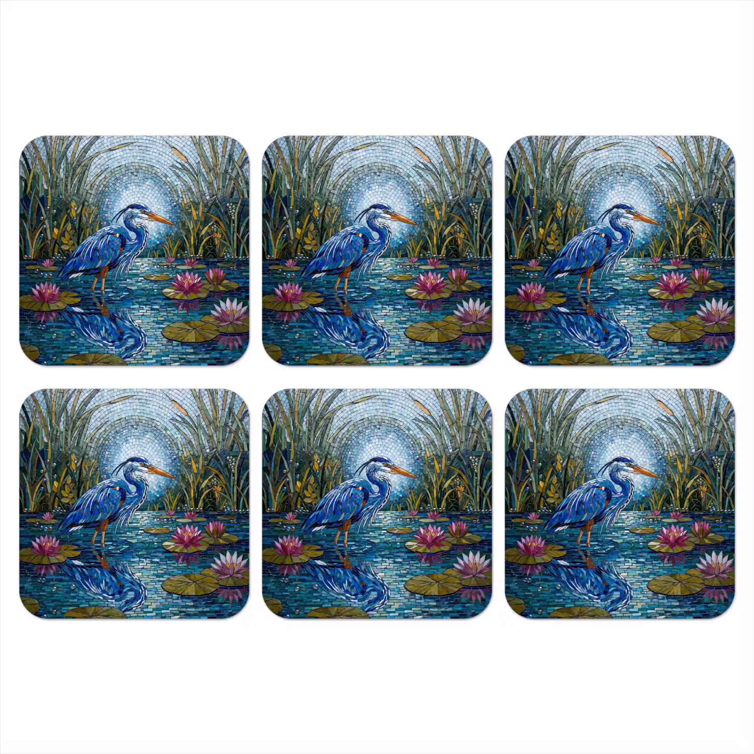 Vogel - Water - Natuur - Abstract - Blauw onderzetter kurk middel -3d