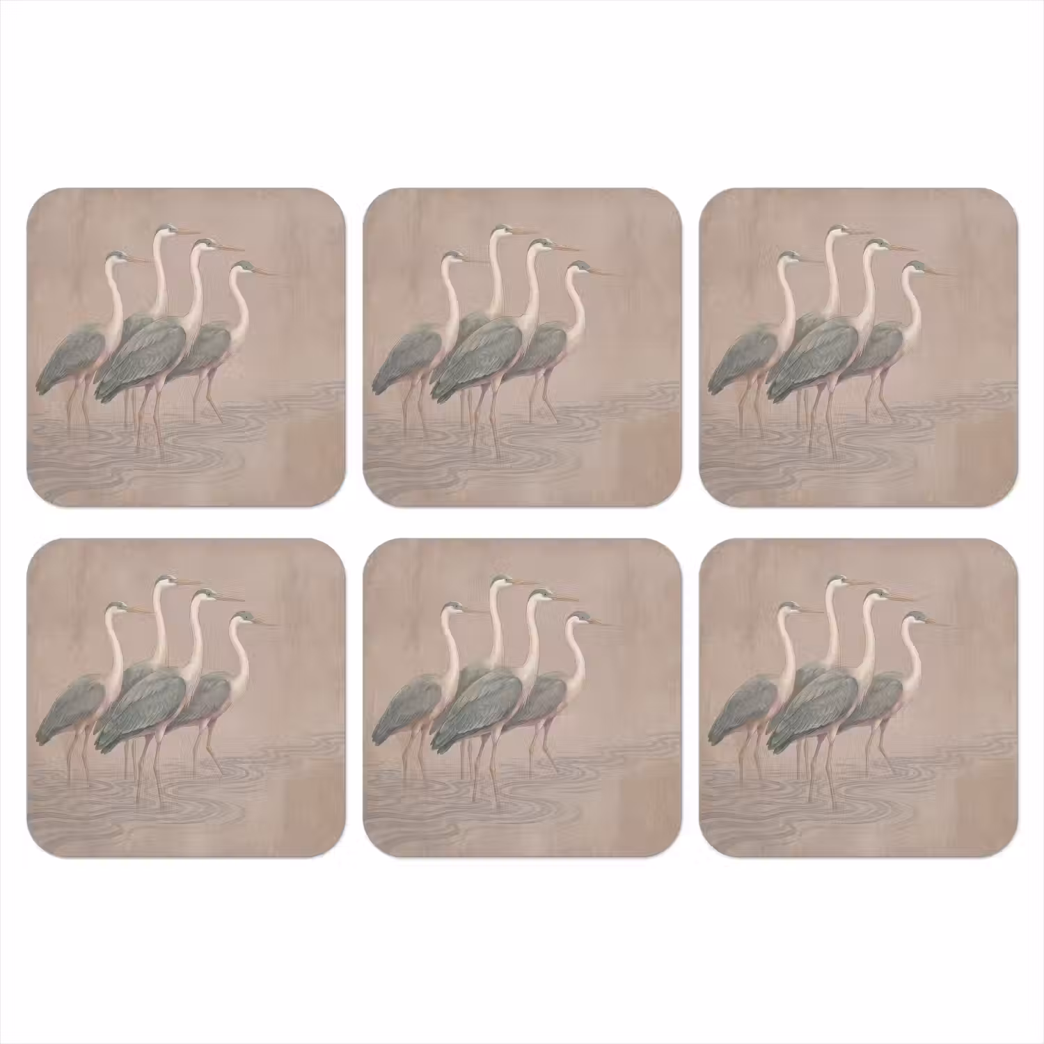 Vogel - Water - Natuur - Vintage onderzetter kurk middel -3d