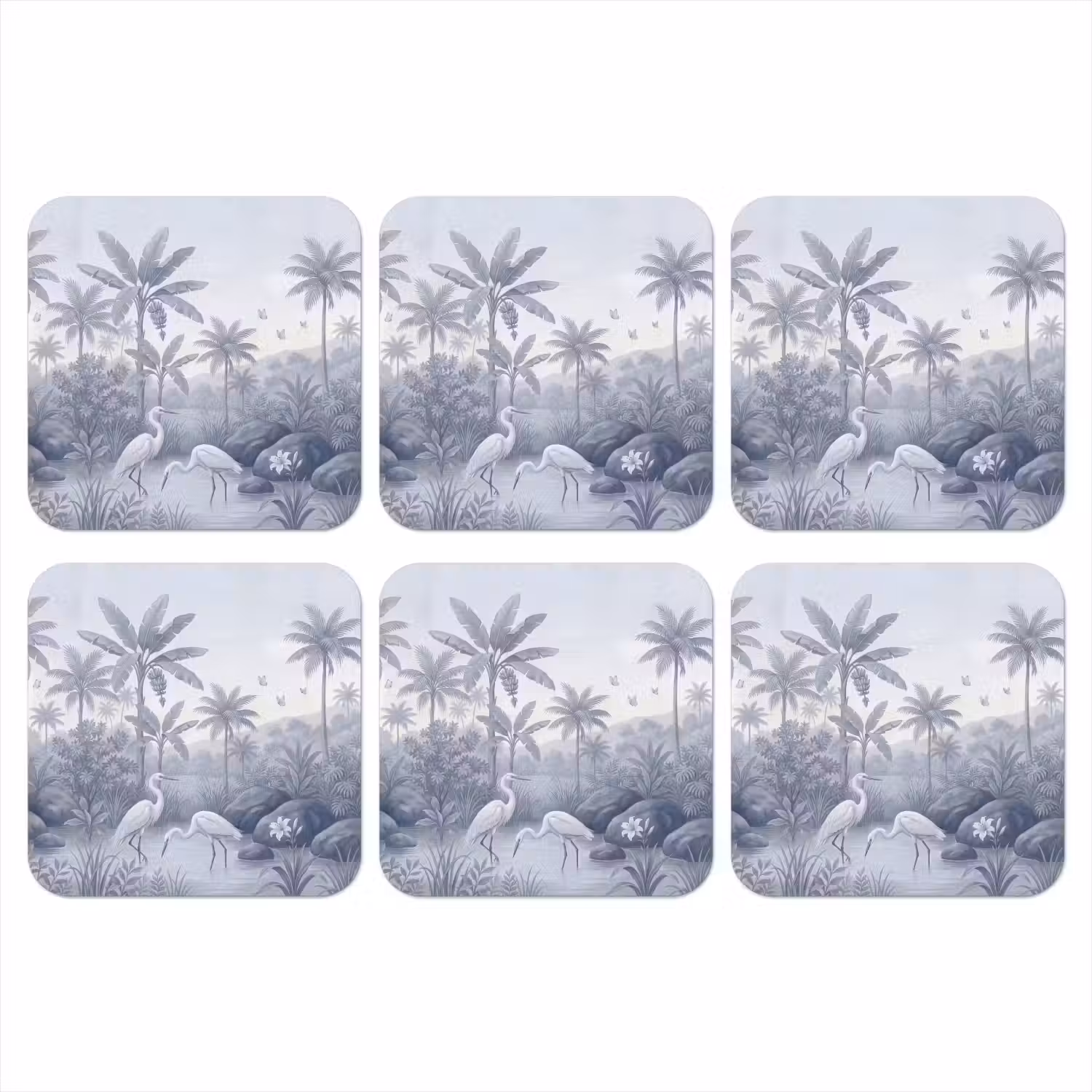 Vogel - Water - Tropisch - Natuur - Blauw onderzetter kurk middel -3d
