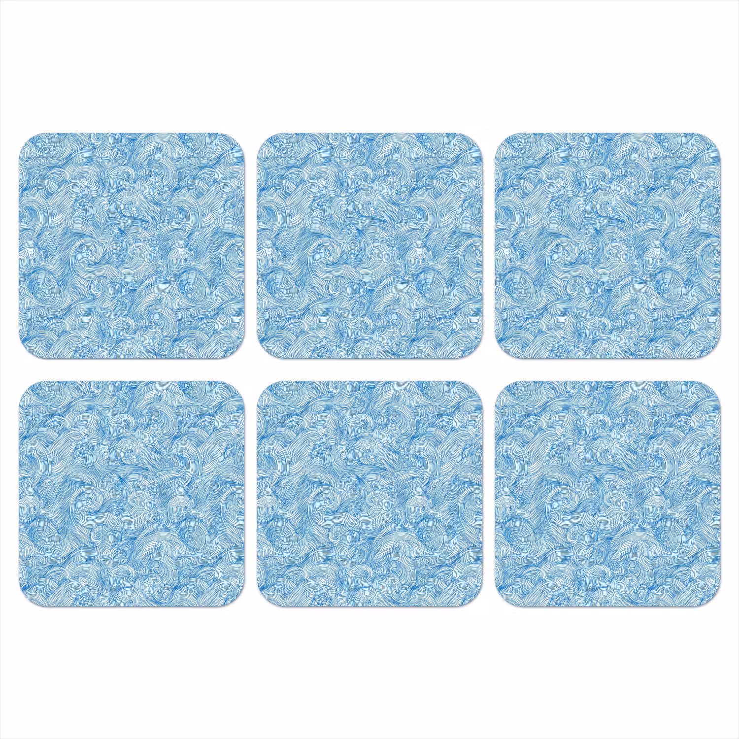 Blauw - Wit - Spiraal - Golven - Lijnen onderzetter kurk middel 366 -3d