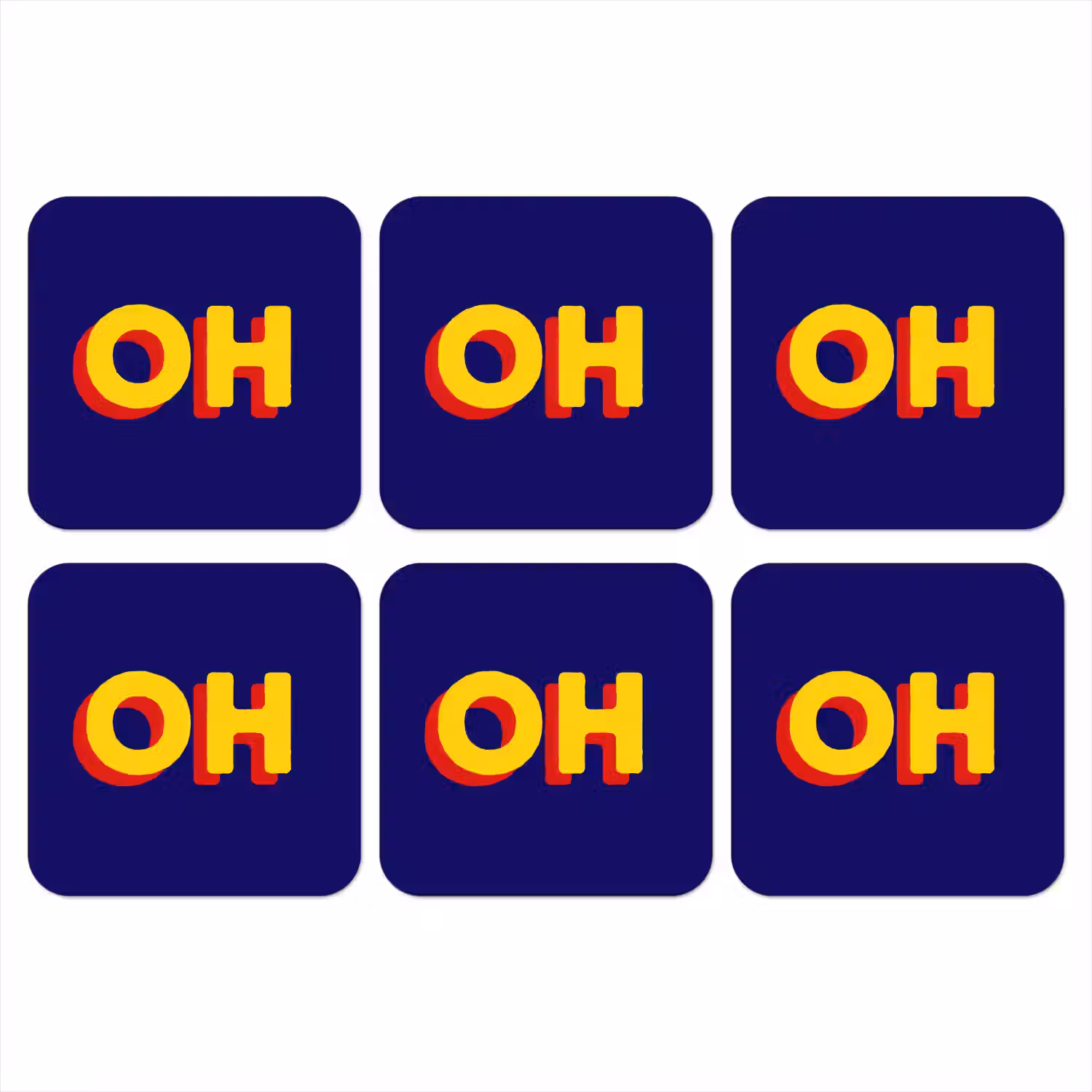 Blauw - Geel - OH - Schaduw onderzetter kurk middel -3d