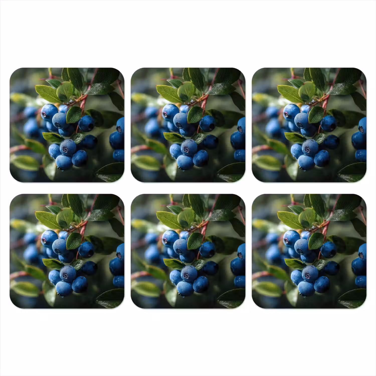 Blauwe bessen - Dauwdruppels - Natuurlijk licht onderzetter kurk middel -3d