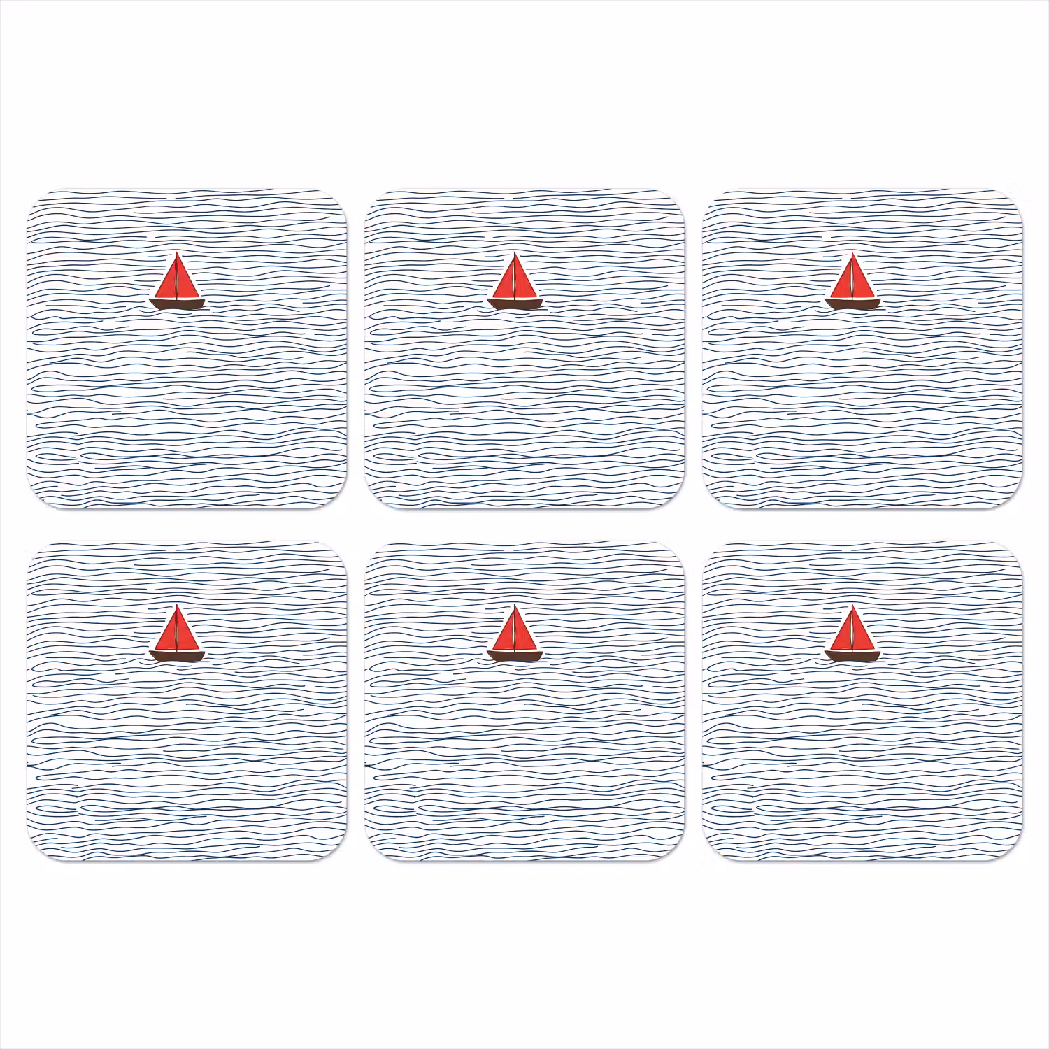 Boot - Water - Rood - Illustratie - Minimalistisch onderzetter kurk middel -3d