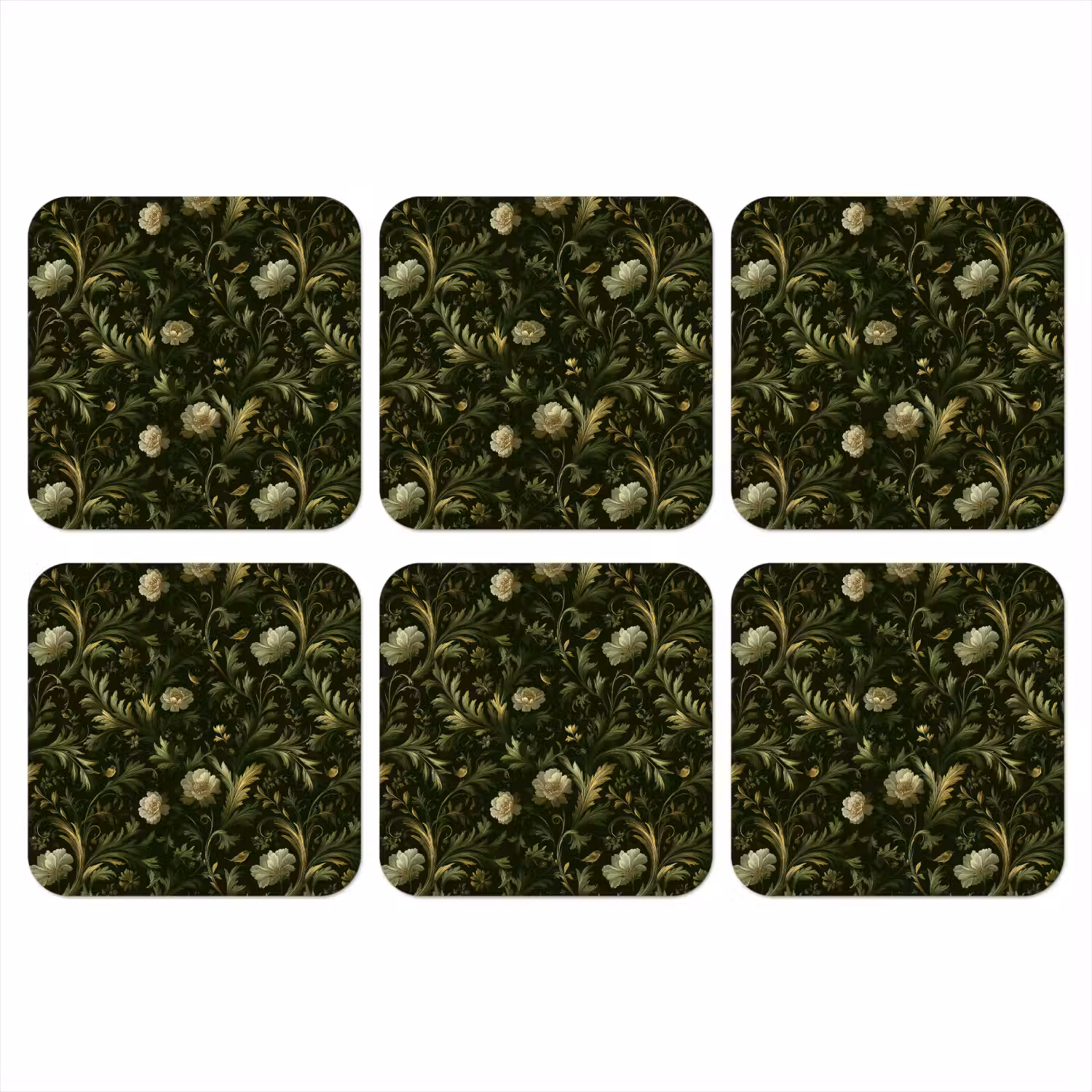Botanisch - Naadloos - Bloemen onderzetter kurk middel 366 -3d