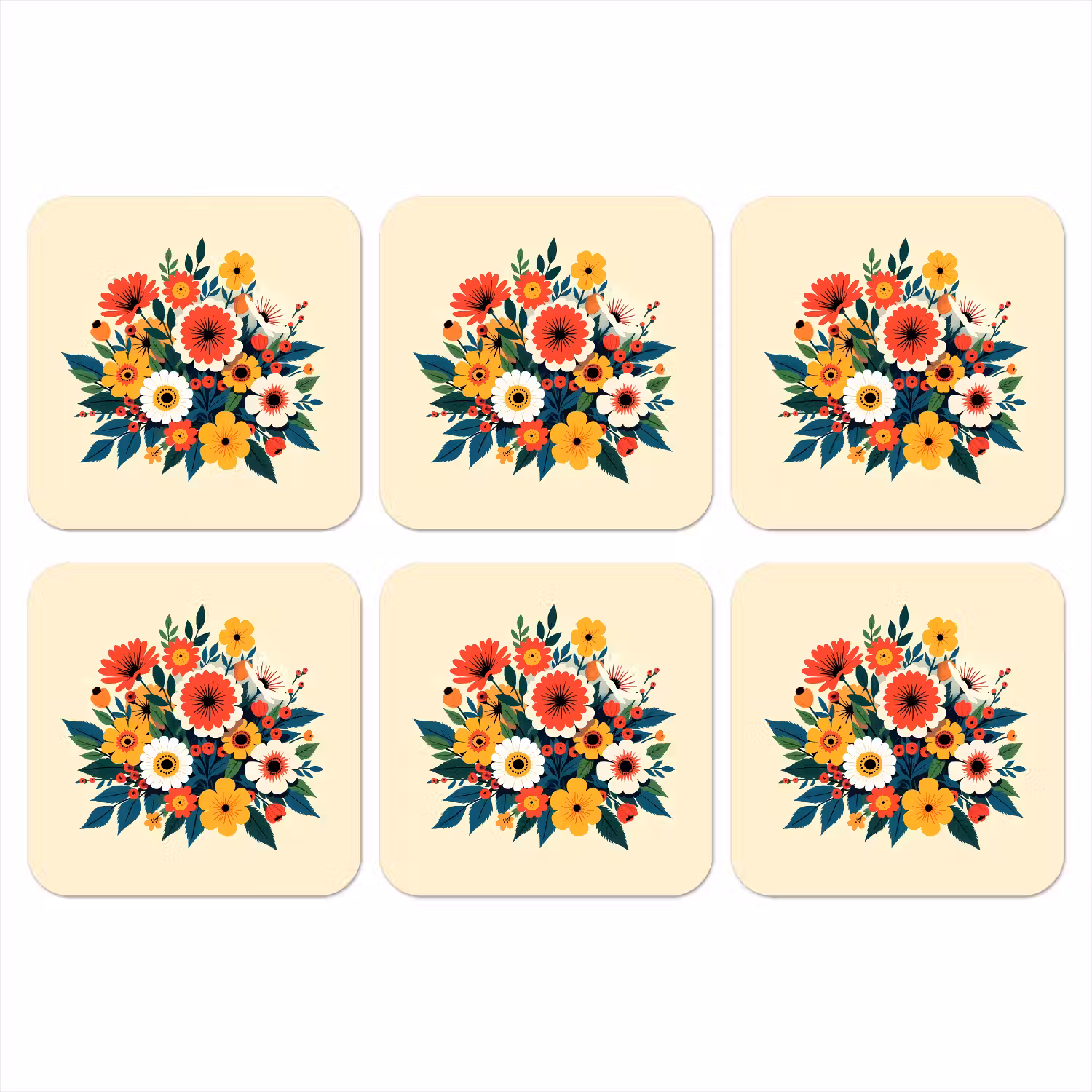 Boeket - Bladeren - Illustratie - Kleurrijk onderzetter kurk middel -3d