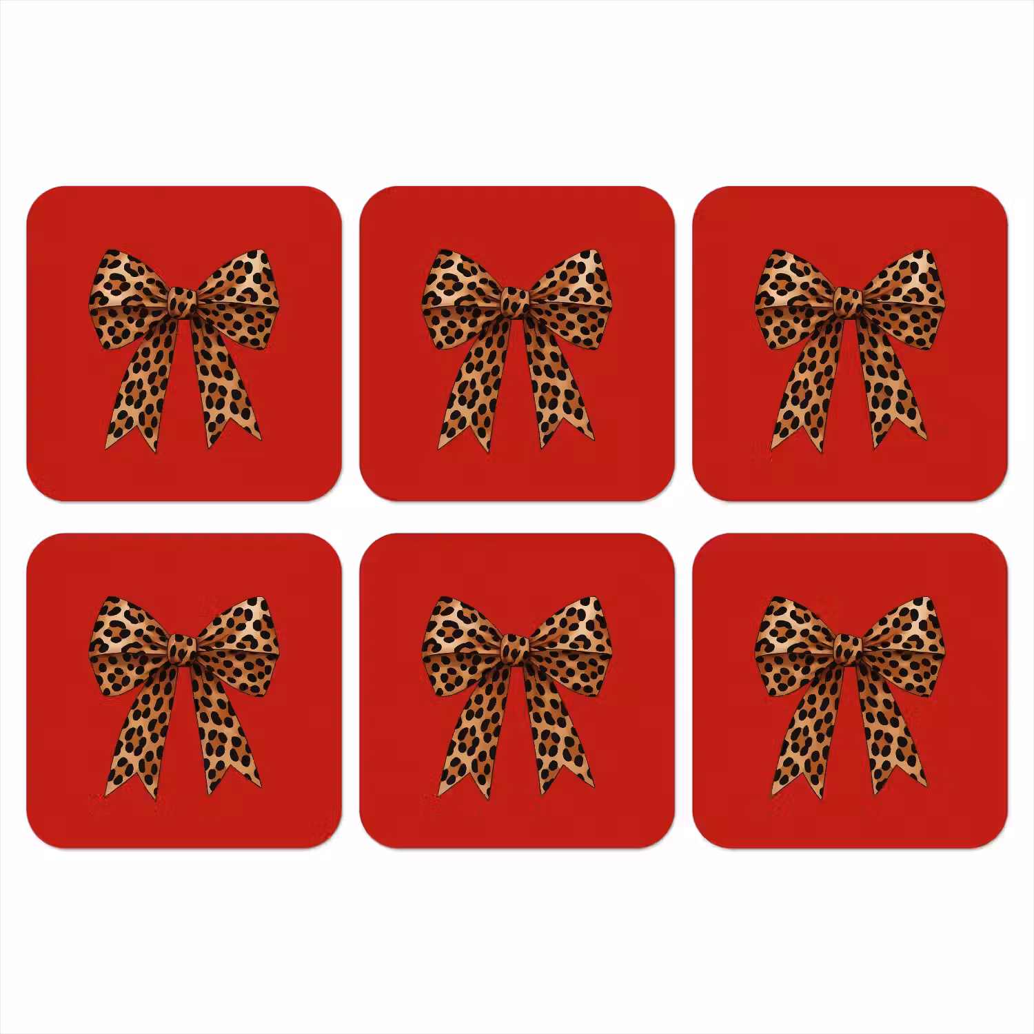 Strik - Sierlijk - Panter - Rood onderzetter kurk middel -3d