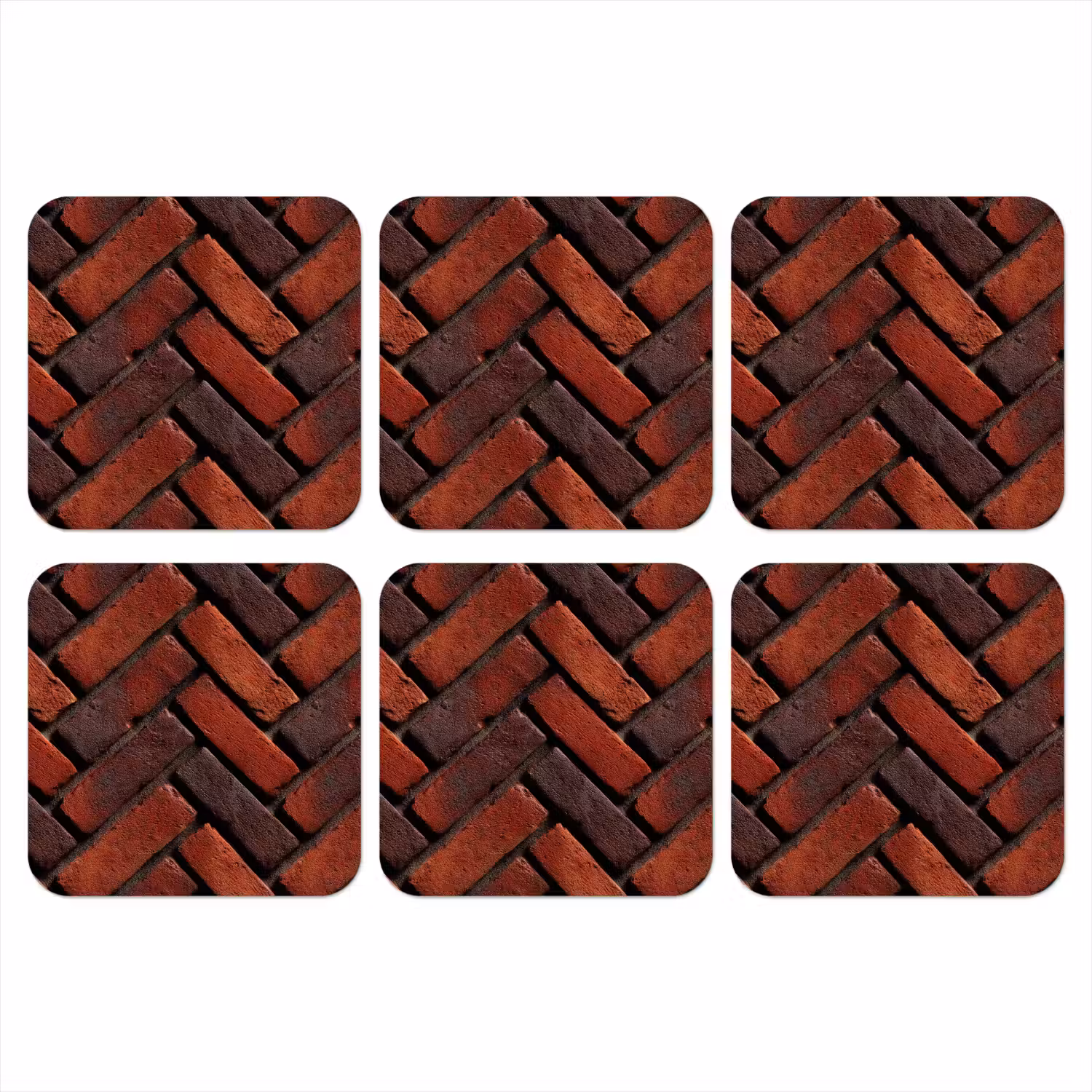 Bakstenen - Visgraat - Structuur - Roodbruin onderzetter kurk middel 366 -3d