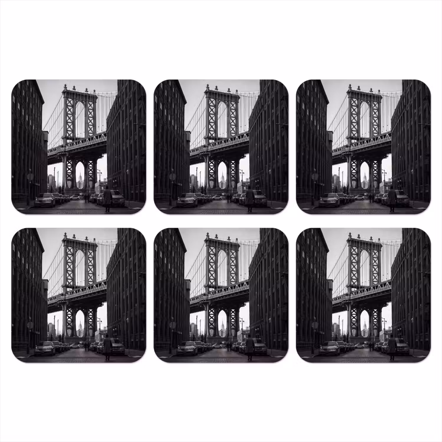 Brug - Stad - Architectuur - Modern - Zwart-wit onderzetter kurk middel -3d