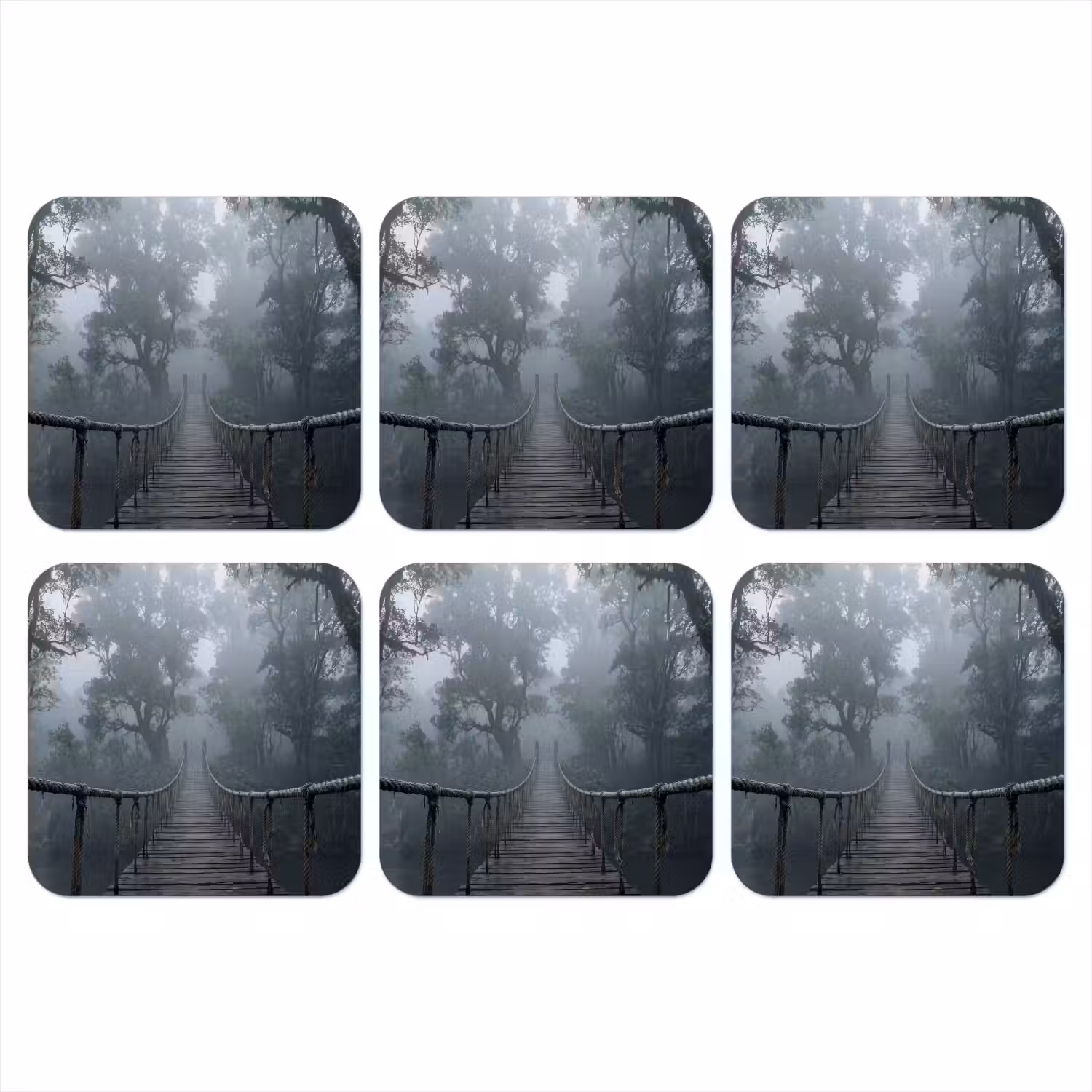 Brug - Jungle - Mist - Natuur onderzetter kurk middel -3d