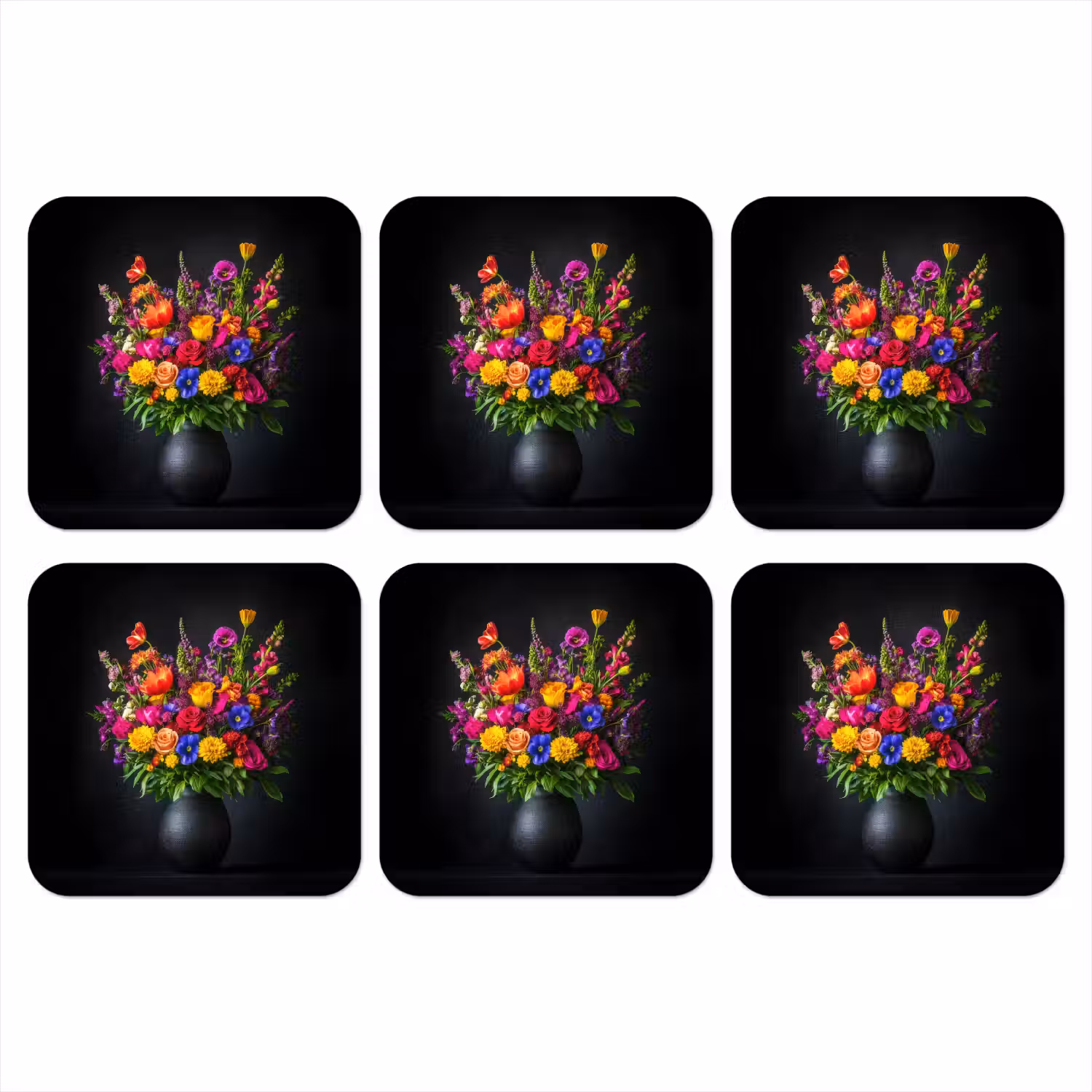 Felgekleurd - Bloemen - Vaas onderzetter kurk middel -3d