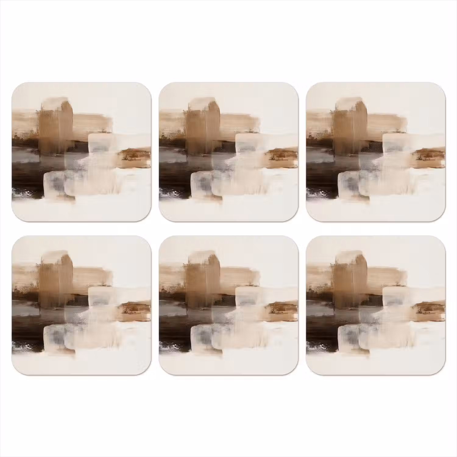 Penseelstreken - Abstract landschap - Rust onderzetter kurk middel -3d
