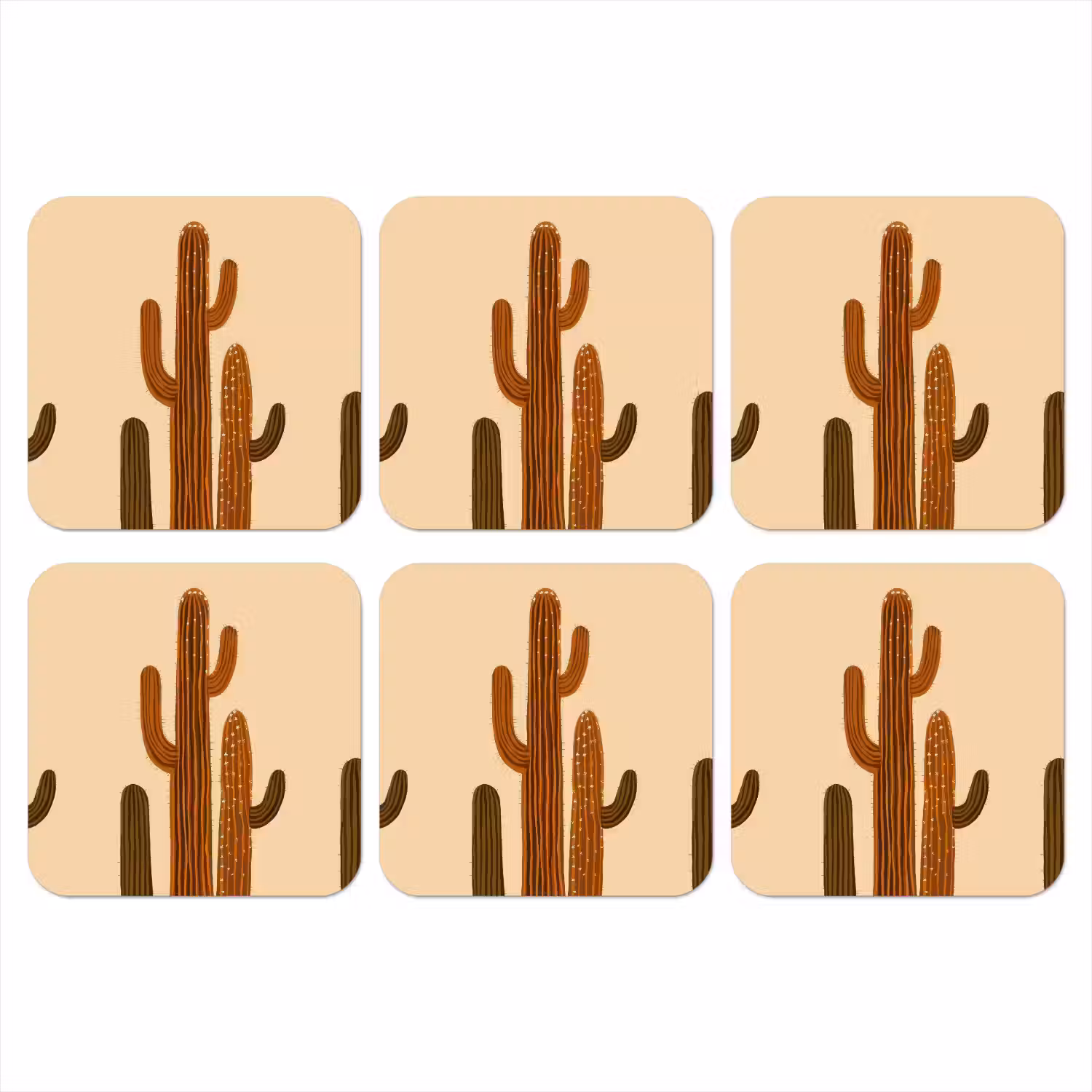 Cactus - Woestijn - Zand - Bruin onderzetter kurk middel -3d
