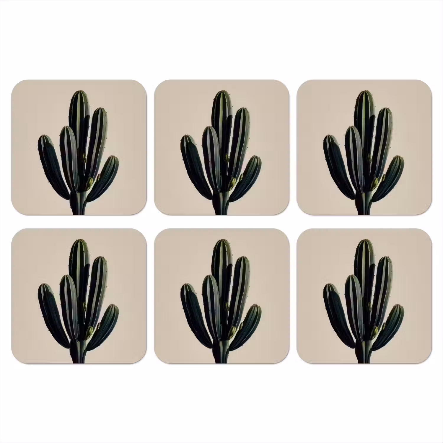 Cactus - Subtiel - Groen onderzetter kurk middel -3d