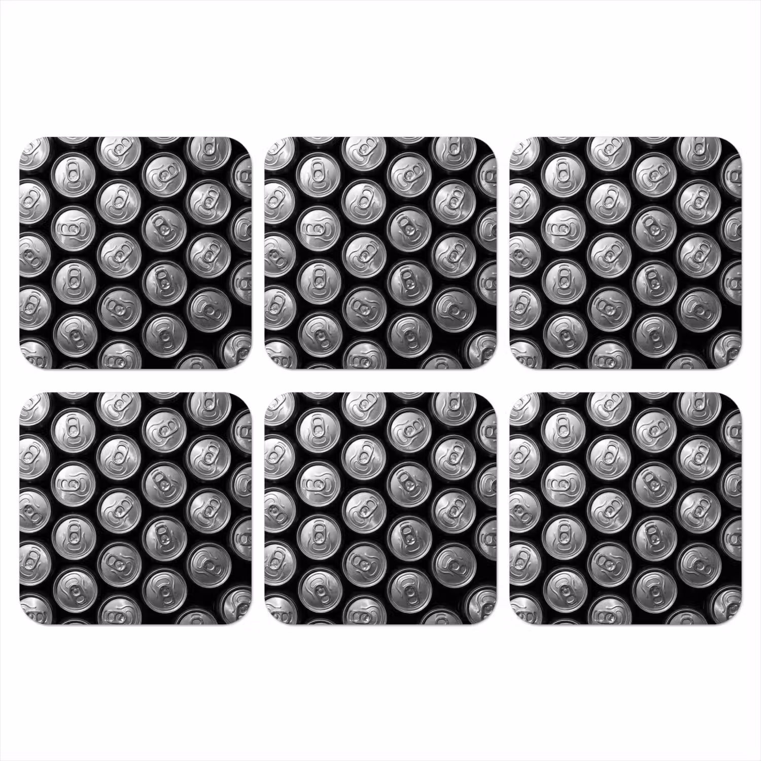 Blikjes - Aluminium - Patroon - Industrieel - Zilver onderzetter kurk middel -3d