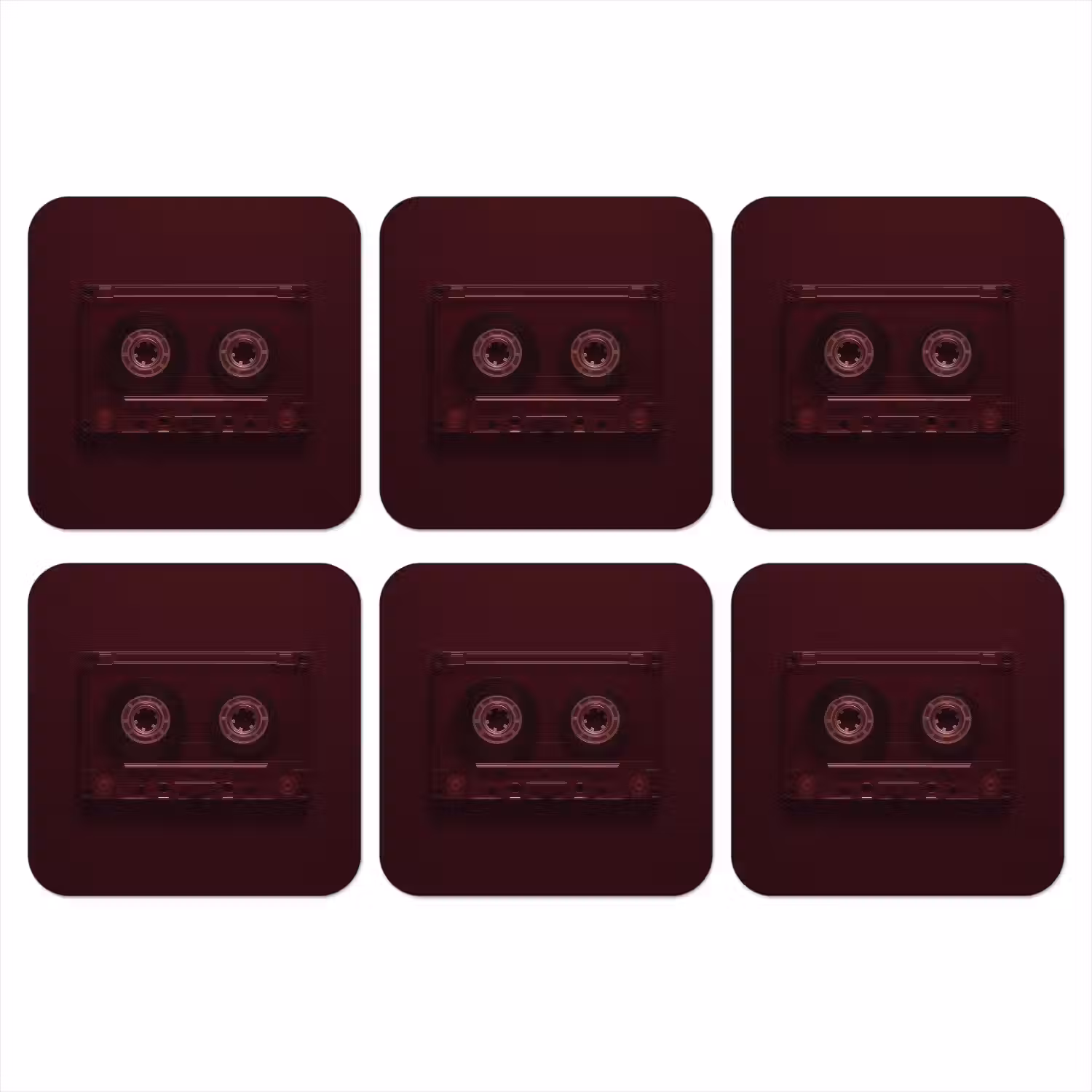 Cassetteband - Bordeaux - Vintage onderzetter kurk middel -3d