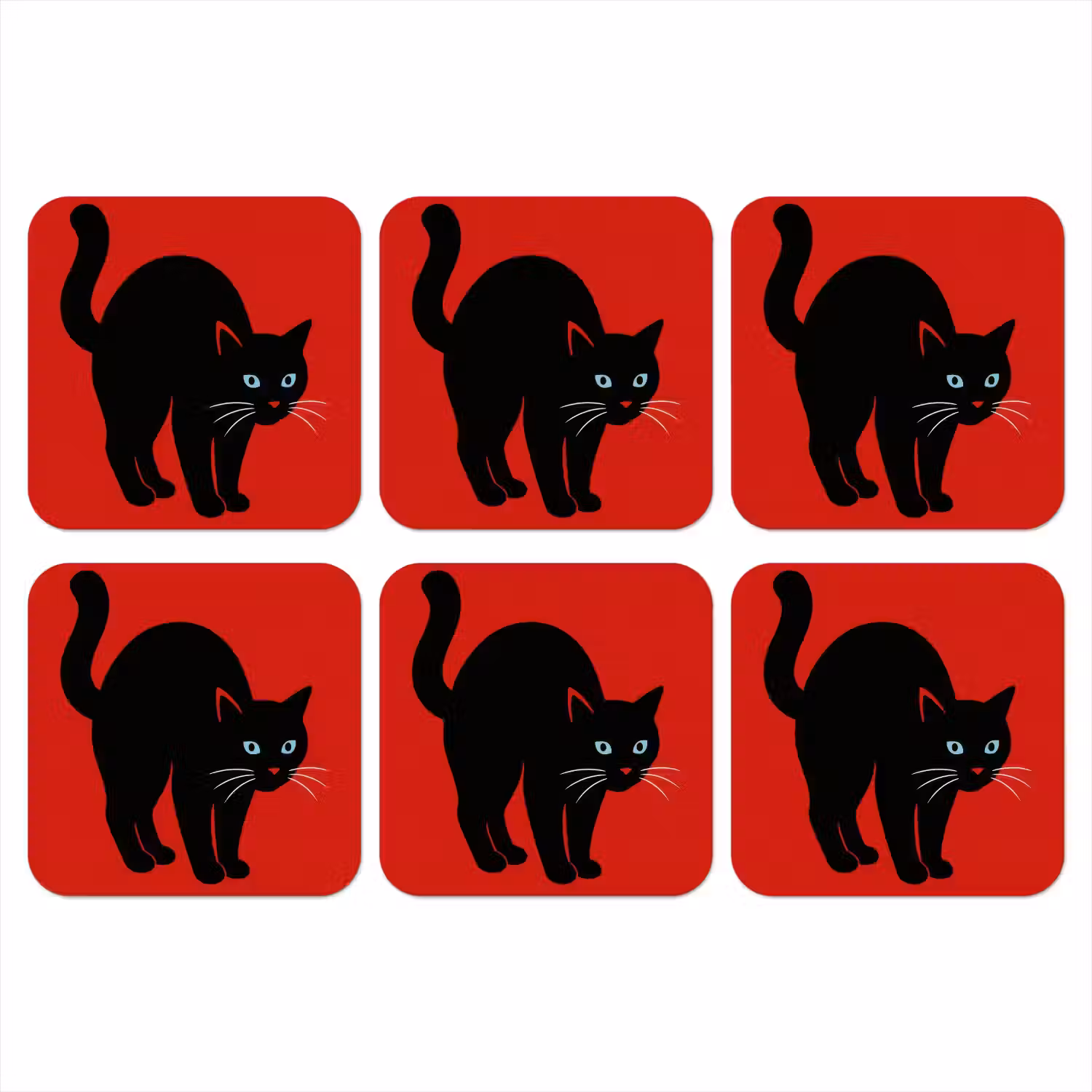 Kat - Zwart - Staart onderzetter kurk middel -3d