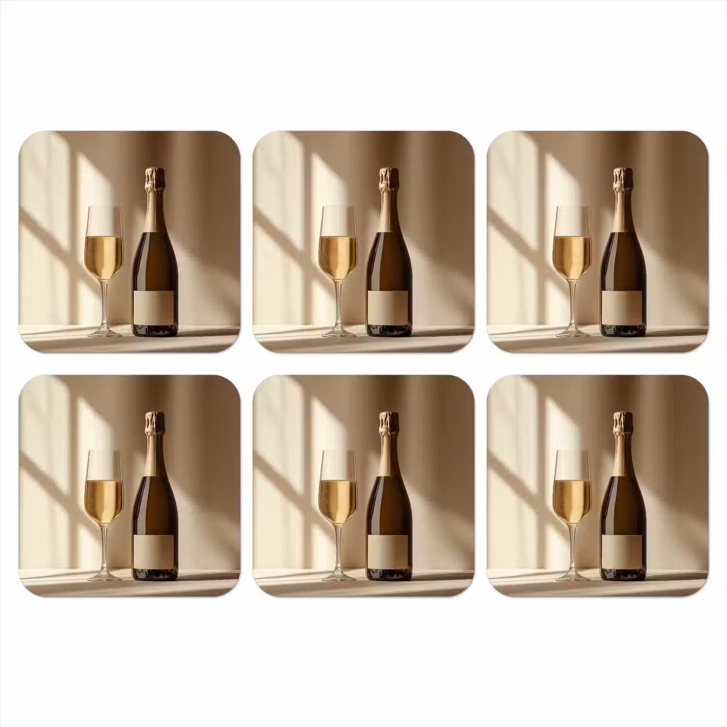 Champagne - Beige - Schaduw - Bubbels onderzetter kurk middel -3d