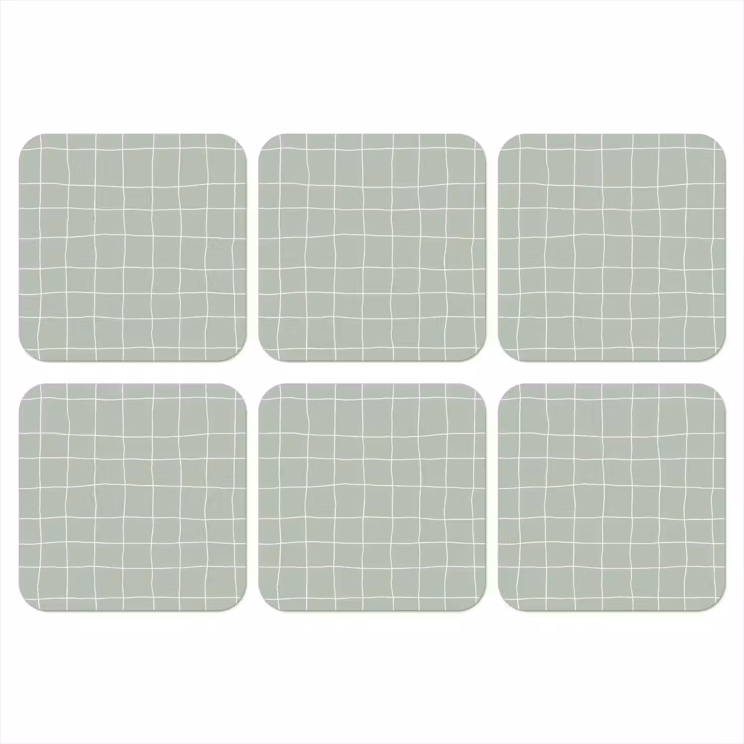 Ruitpatroon - Golvend - Groen onderzetter kurk middel 366 -3d