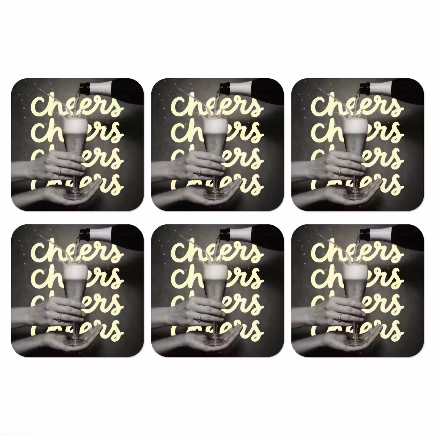 Cheers - Wijn - Zwart - Wit onderzetter kurk middel -3d
