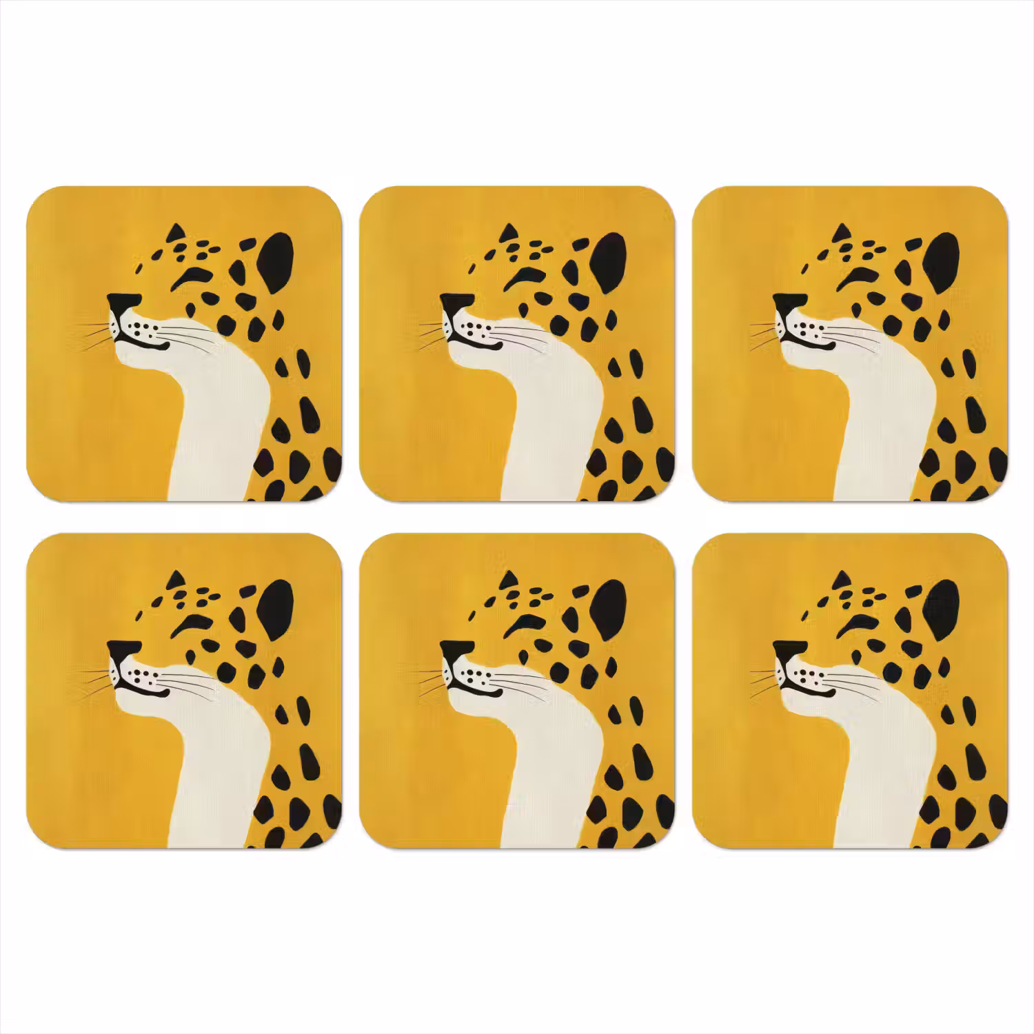 Cheetah - Illustratie - Geel onderzetter kurk middel -3d