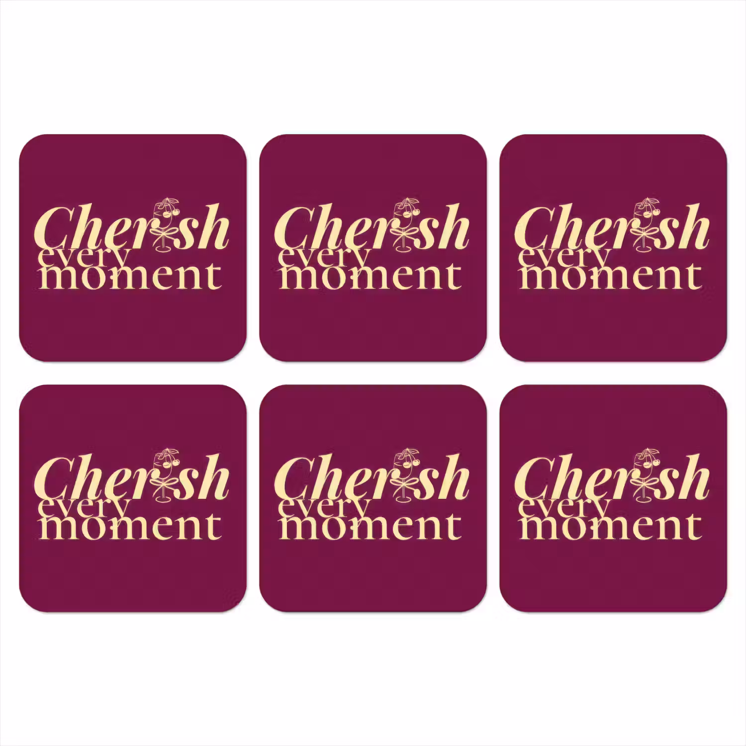 Cherish every moment - Cocktailglas - Bordeaux onderzetter kurk middel -3d