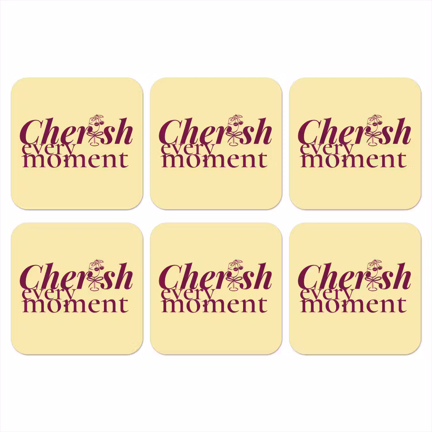 Cherish every moment - Cocktailglas - Geel onderzetter kurk middel -3d