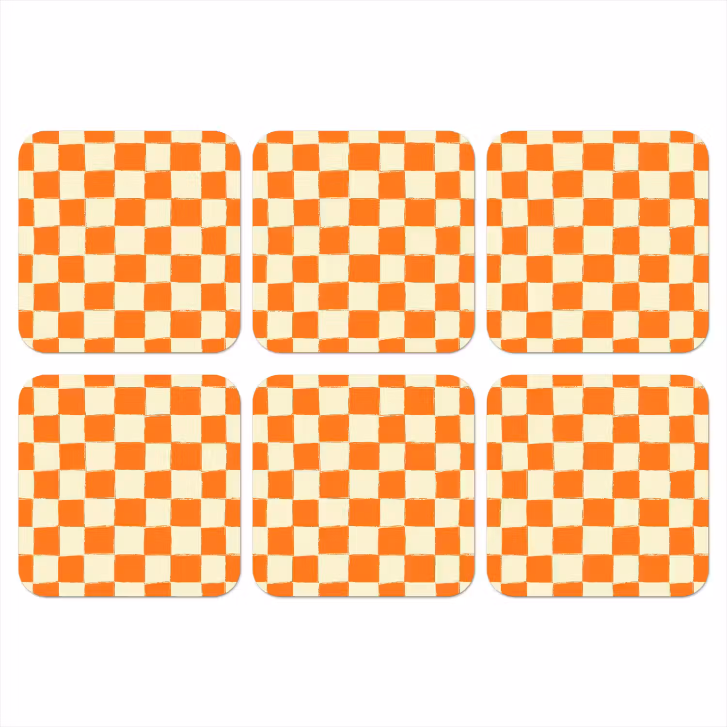 Schaak - Patroon - Oranje onderzetter kurk middel 366 -3d