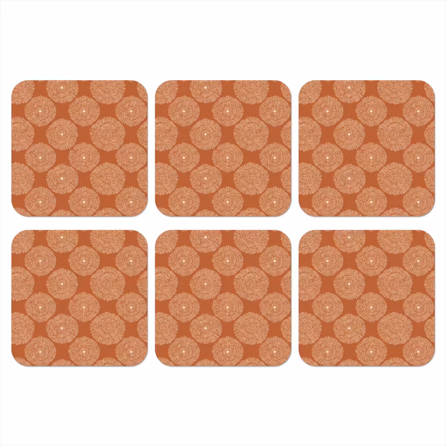 Cirkels - Grafisch - Patroon - Terracotta onderzetter kurk middel 366 -3d