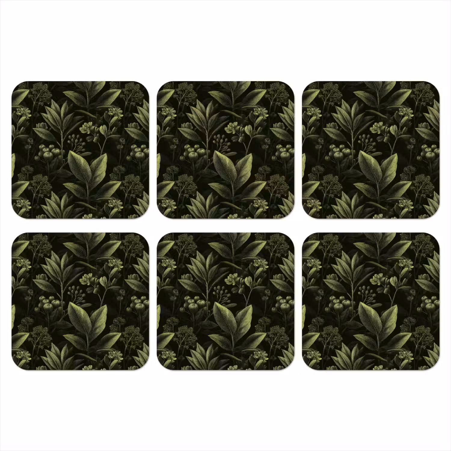 Klassiek - Donker - Botanisch - Planten onderzetter kurk middel 366 -3d