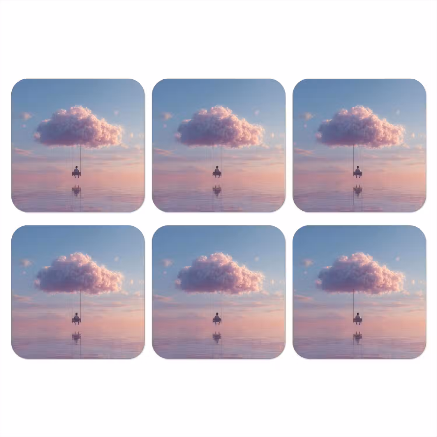 Wolk - Schommel - Kleurrijke lucht onderzetter kurk middel -3d