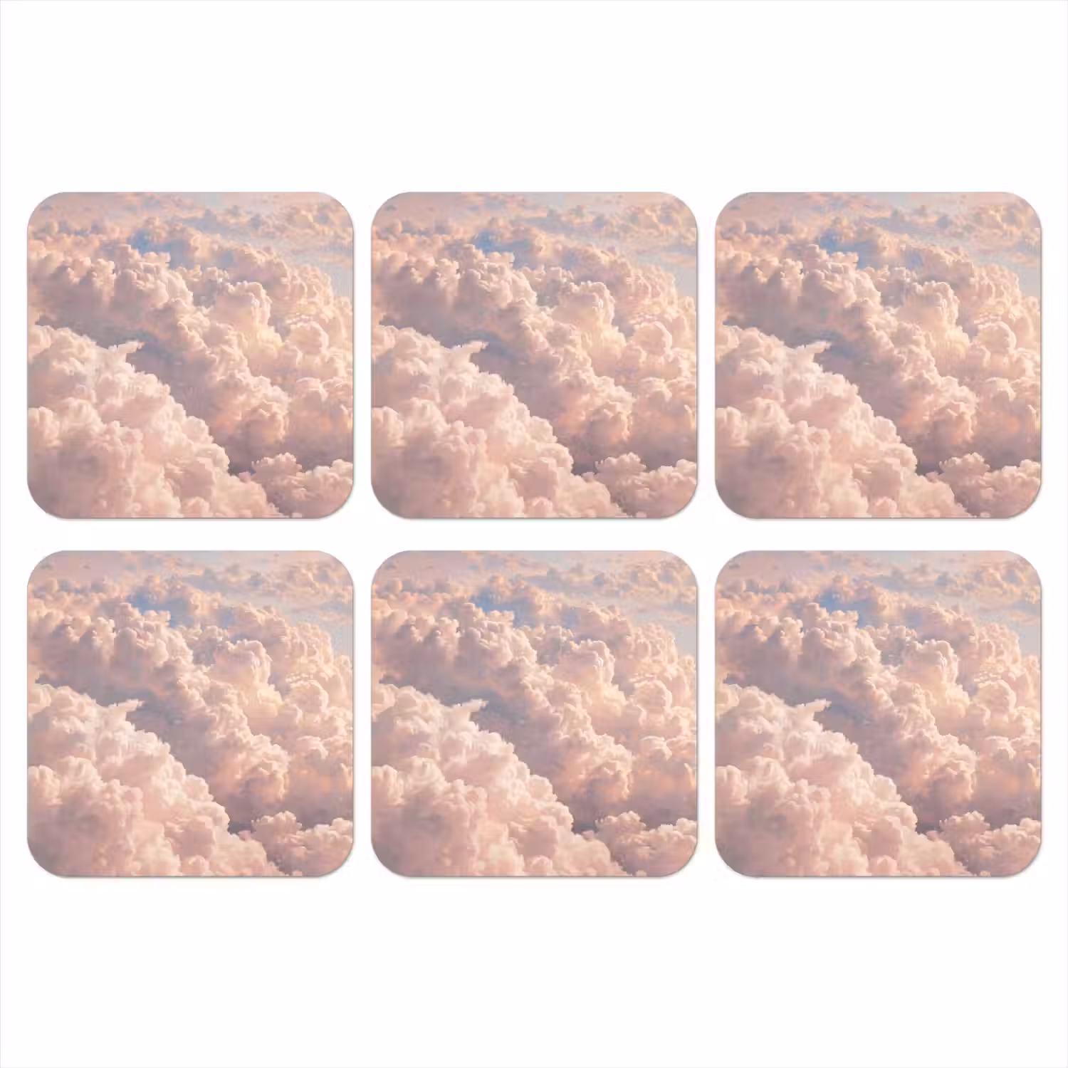 Wolken - Zonsondergang - Natuur - Pastel - Roze onderzetter kurk middel -3d
